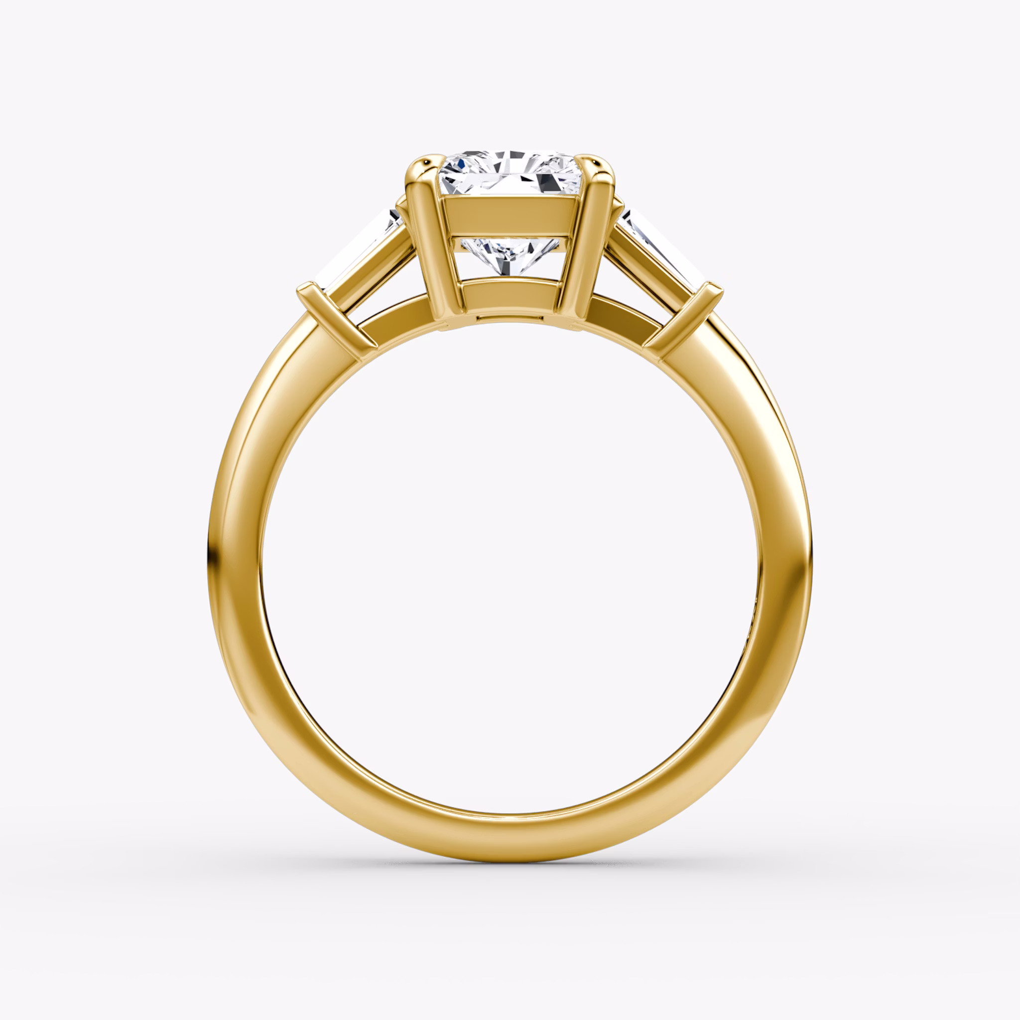 The Tapered Baguette Three Stone | Radiant | 18k | Yellow Gold | bandAccent: Plain | excludeFromFeed: null | diamondOrientation: vertical | caratWeight: other