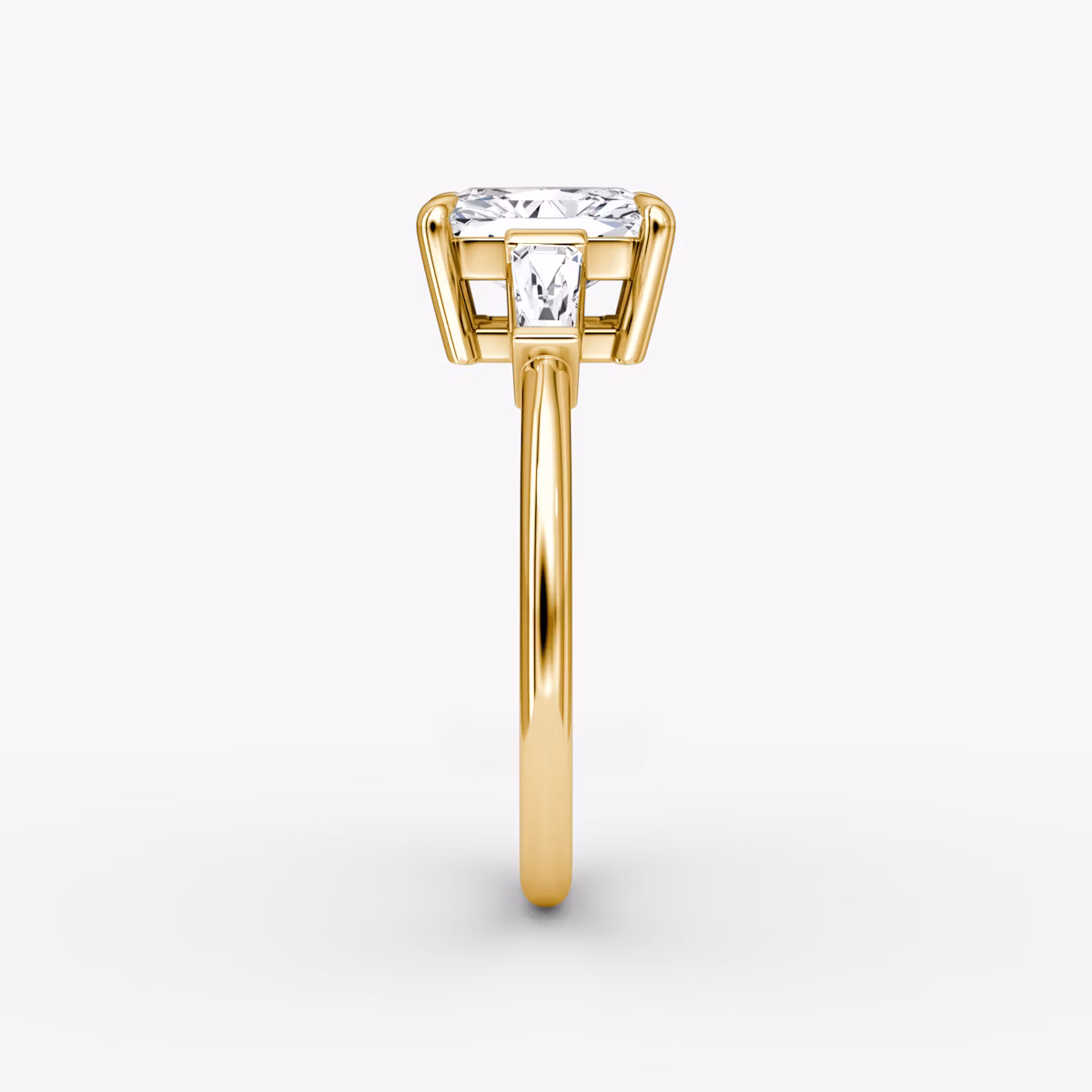 The Tapered Baguette Three Stone | Radiant | 18k | Yellow Gold | bandAccent: Plain | caratWeight: 1.0ct | excludeFromFeed: null | diamondOrientation: vertical