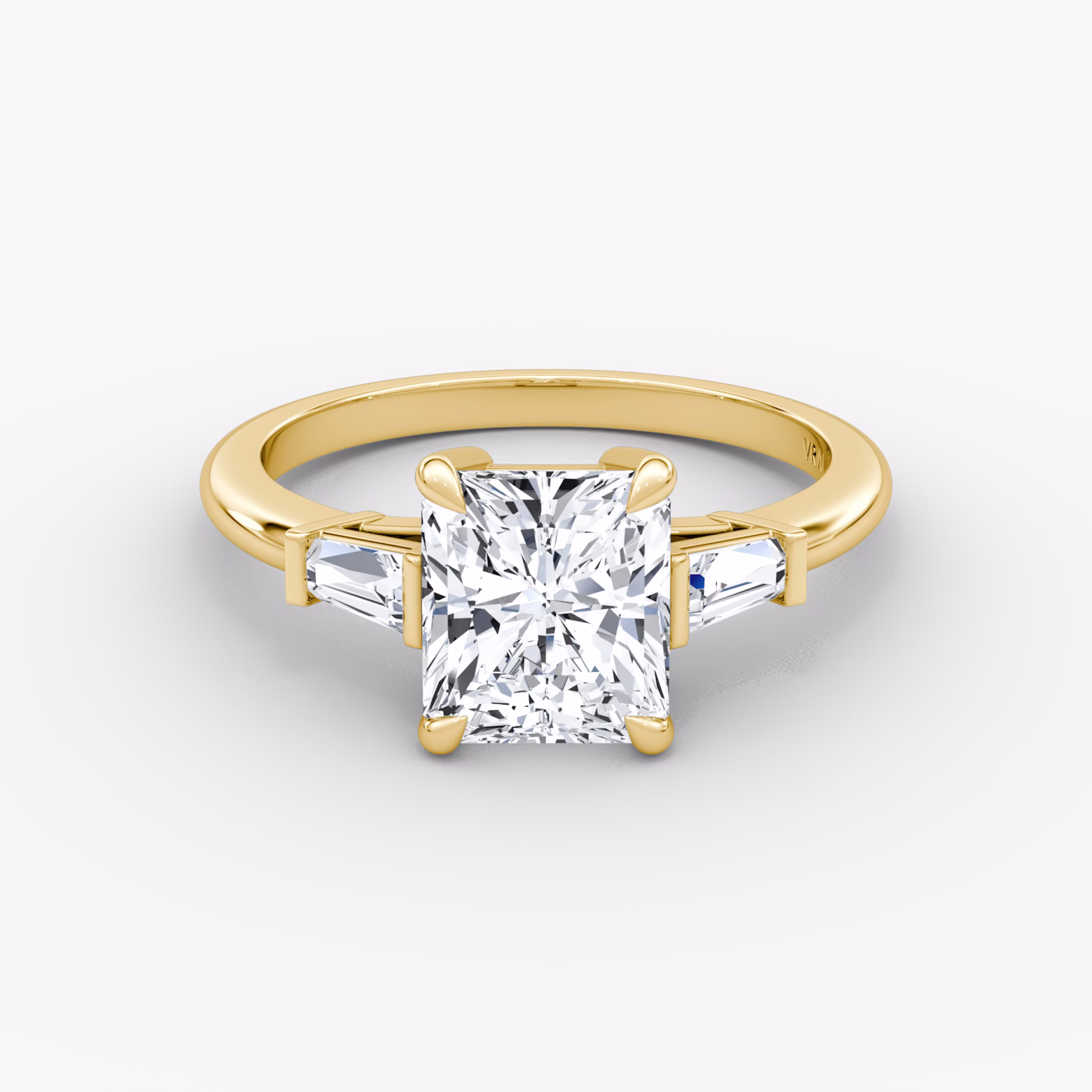 The Tapered Baguette Three Stone | Radiant | 18k | Yellow Gold | bandAccent: Plain | excludeFromFeed: null | diamondOrientation: vertical | caratWeight: other