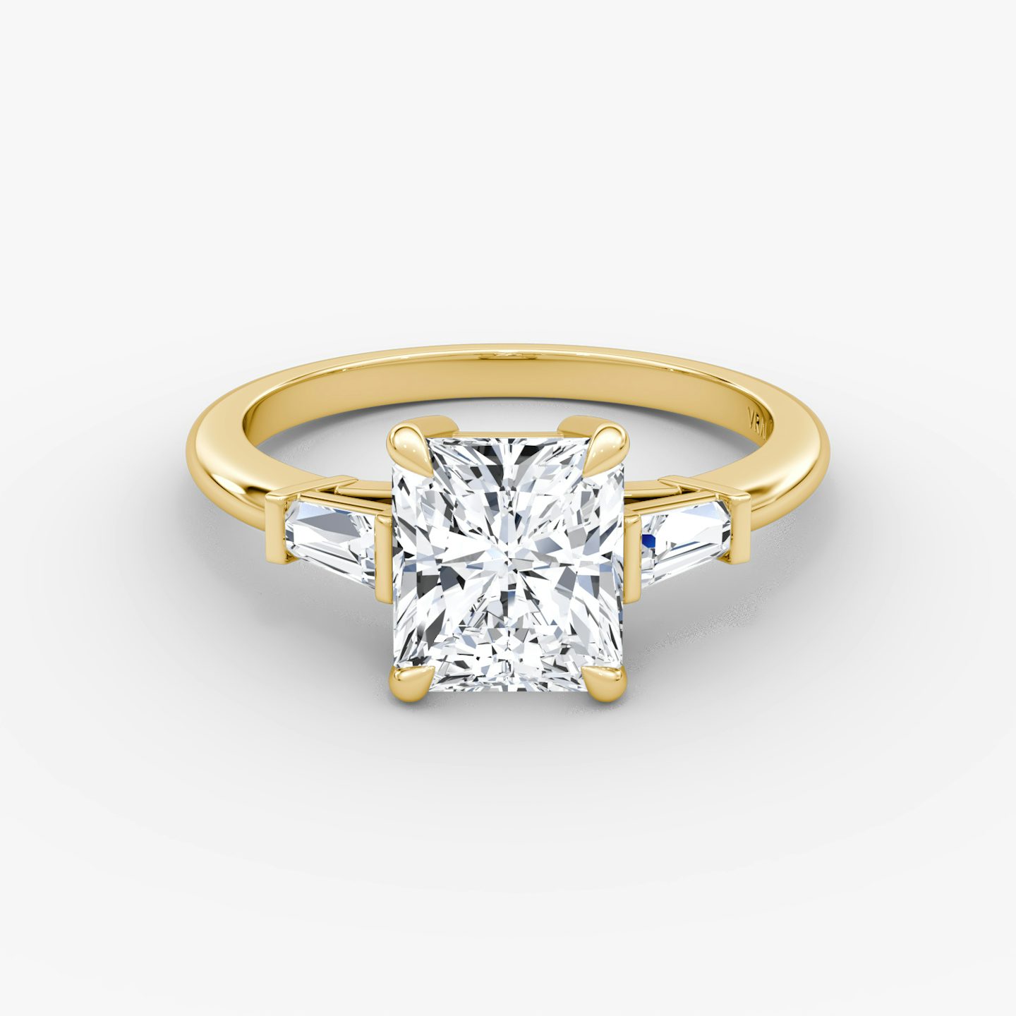 The Tapered Baguette Three Stone | Radiant | 18k | Yellow Gold | bandAccent: Plain | excludeFromFeed: null | diamondOrientation: vertical | caratWeight: other