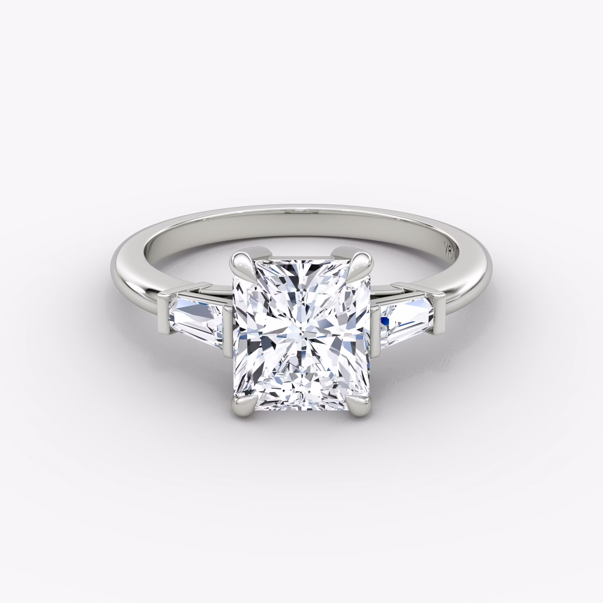 The Tapered Baguette Three Stone Radiant | Platinum
