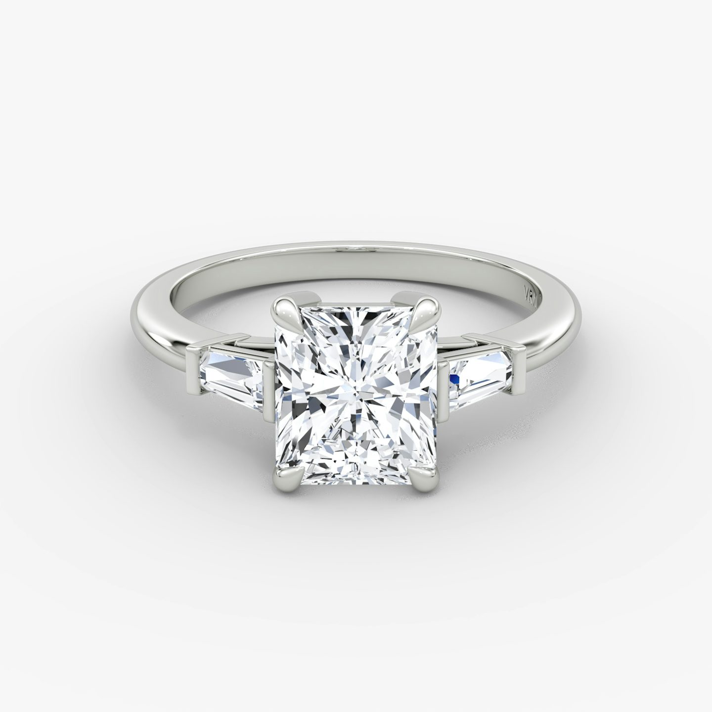 The Tapered Baguette Three Stone | Radiant | Platinum | bandAccent: Plain | excludeFromFeed: null | diamondOrientation: vertical | caratWeight: other