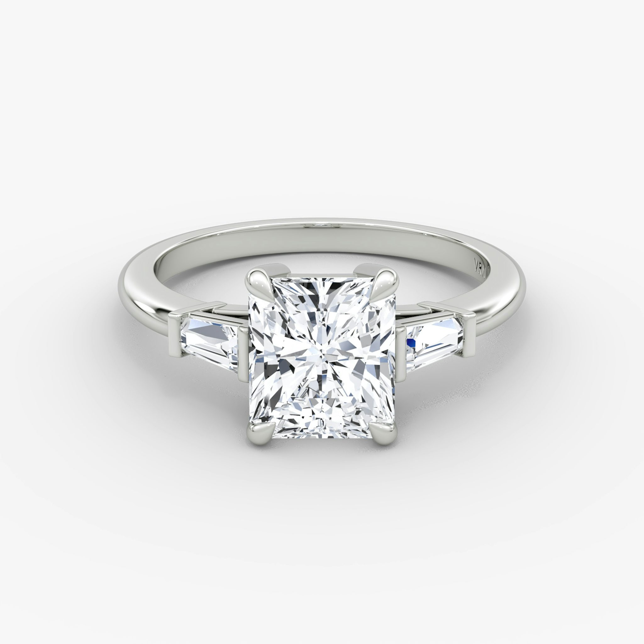 The Tapered Baguette Three Stone | Radiant | Platinum | bandAccent: Plain | excludeFromFeed: null | diamondOrientation: vertical | caratWeight: other
