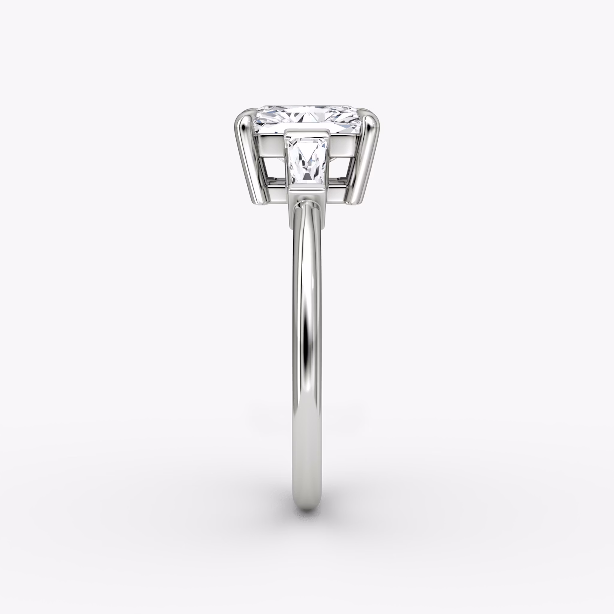 The Tapered Baguette Three Stone | Radiant | Platinum | bandAccent: Plain | excludeFromFeed: null | diamondOrientation: vertical | caratWeight: other