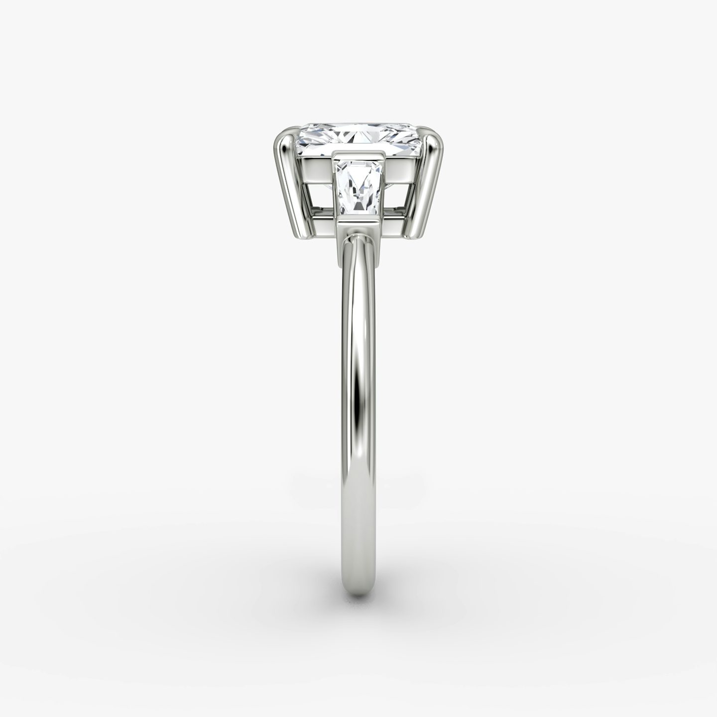 The Tapered Baguette Three Stone | Radiant | Platinum | bandAccent: Plain | excludeFromFeed: null | diamondOrientation: vertical | caratWeight: other