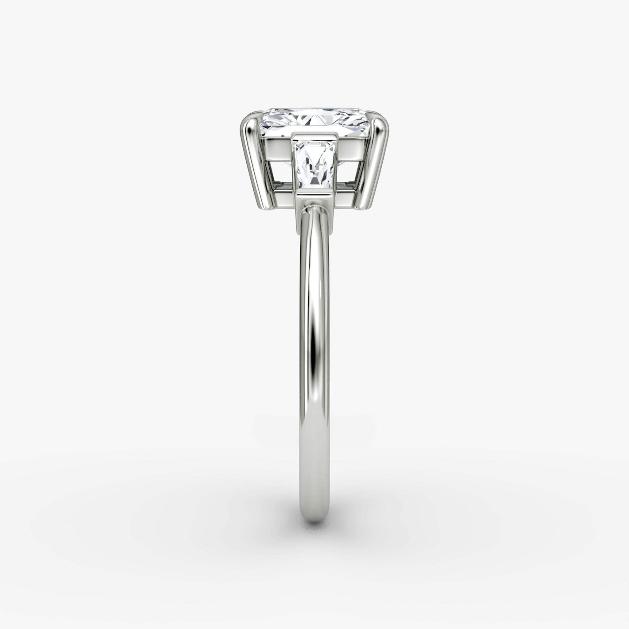 The Tapered Baguette Three Stone | Radiant | Platinum | bandAccent: Plain | excludeFromFeed: null | diamondOrientation: vertical | caratWeight: other