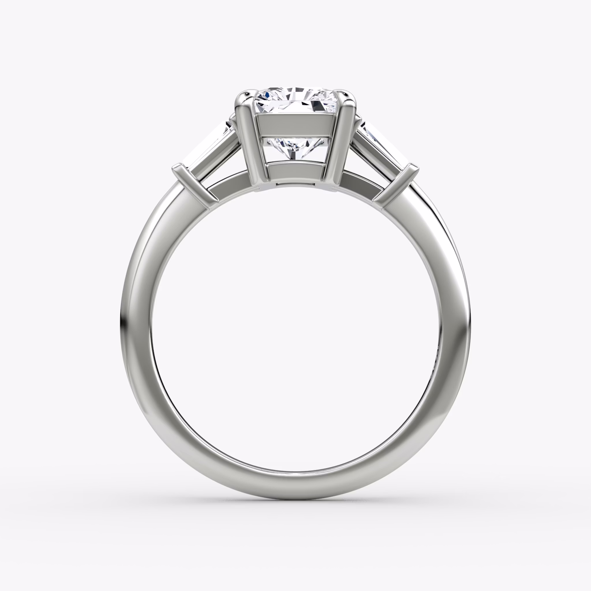 The Tapered Baguette Three Stone | Radiant | 18k | White Gold | bandAccent: Plain | excludeFromFeed: null | diamondOrientation: vertical | caratWeight: other