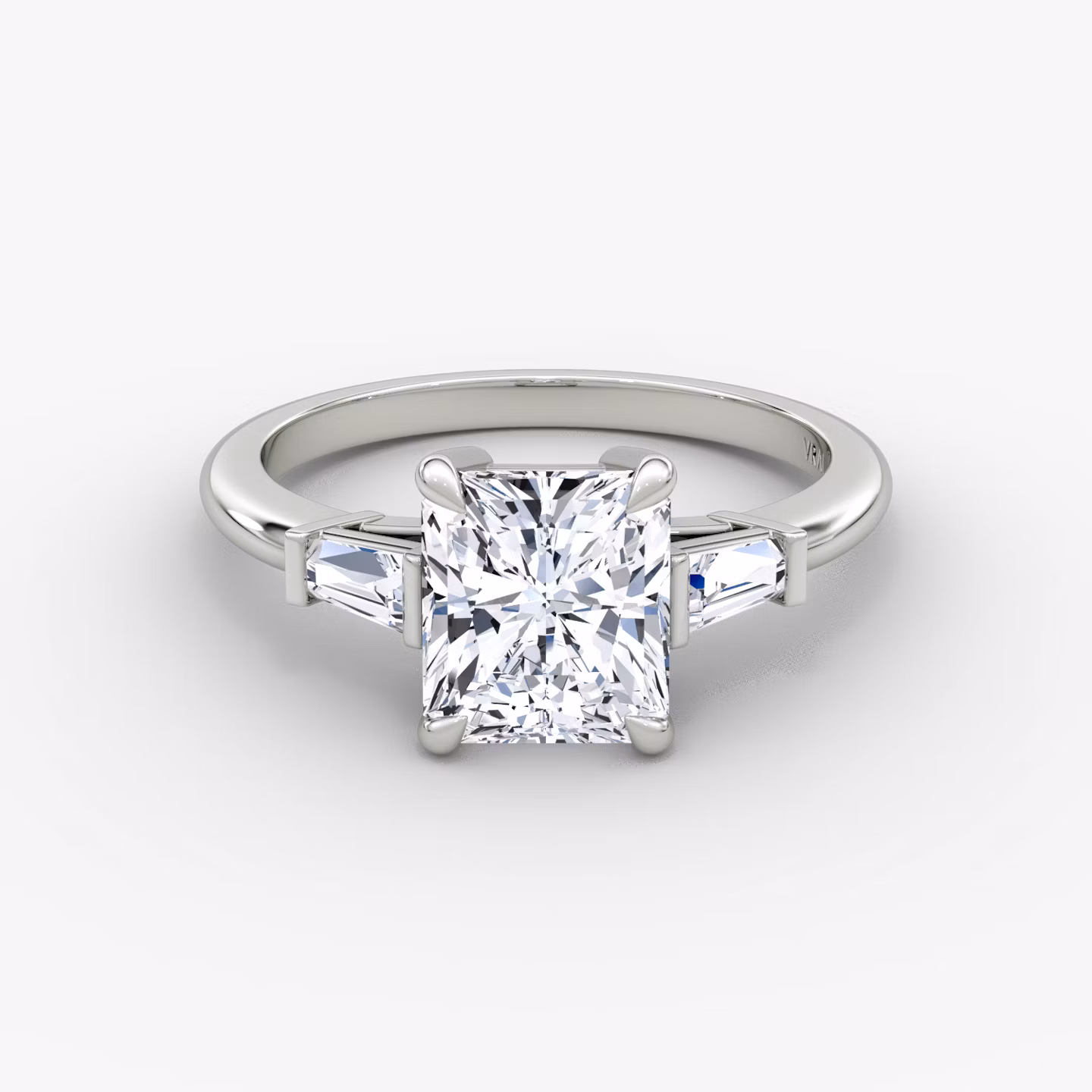 The Tapered Baguette Three Stone Radiant | White Gold