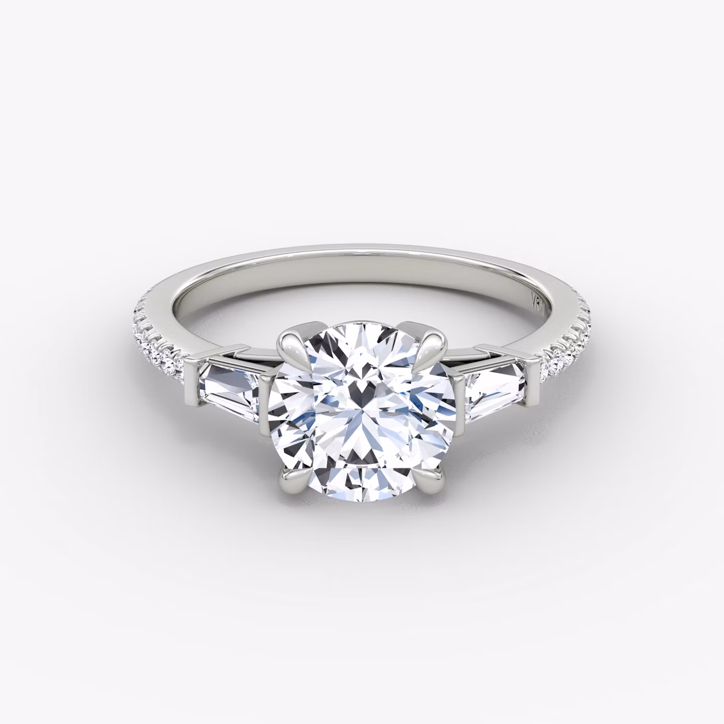 The Tapered Baguette Three Stone Round Brilliant | Platinum