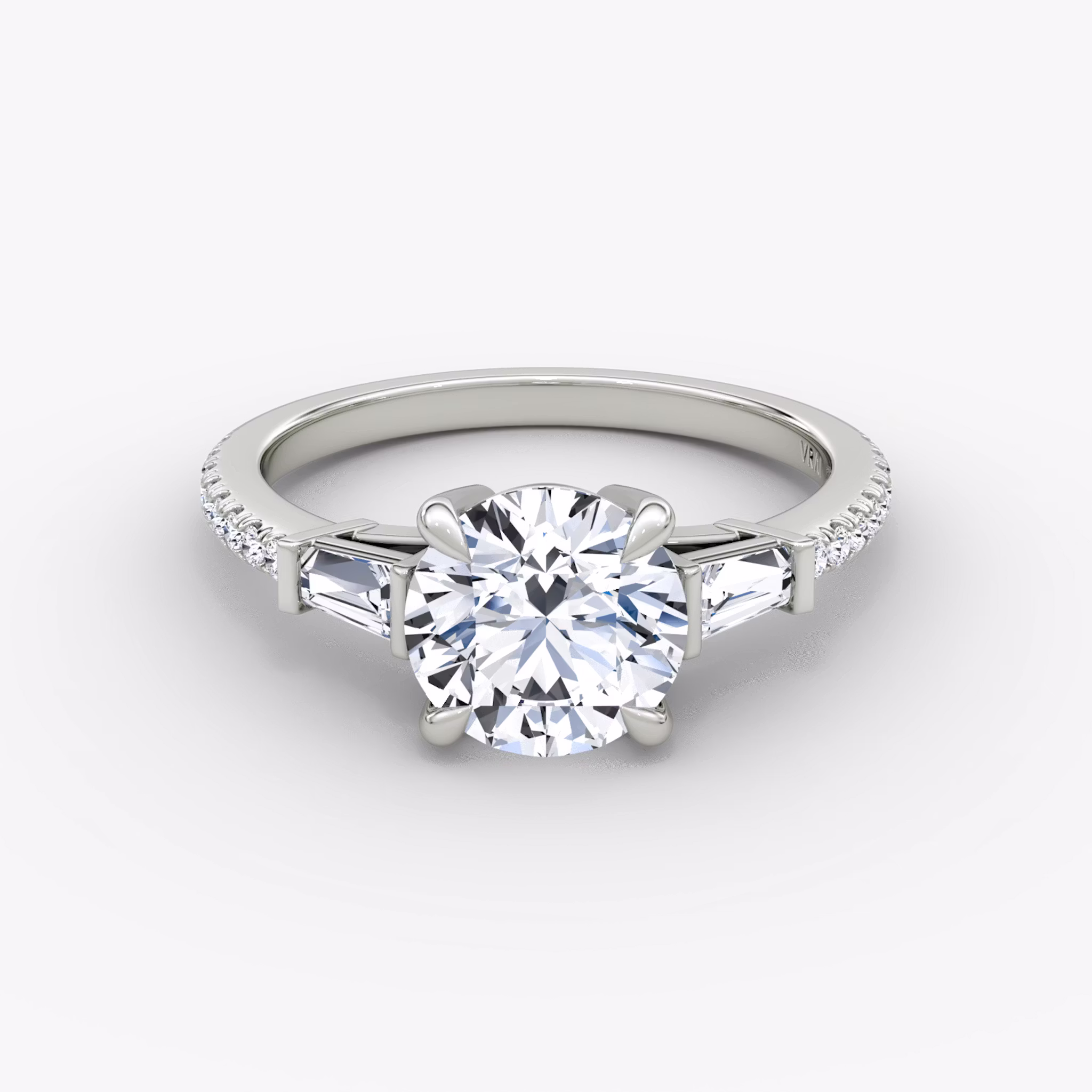 The Tapered Baguette Three Stone Round Brilliant | White Gold