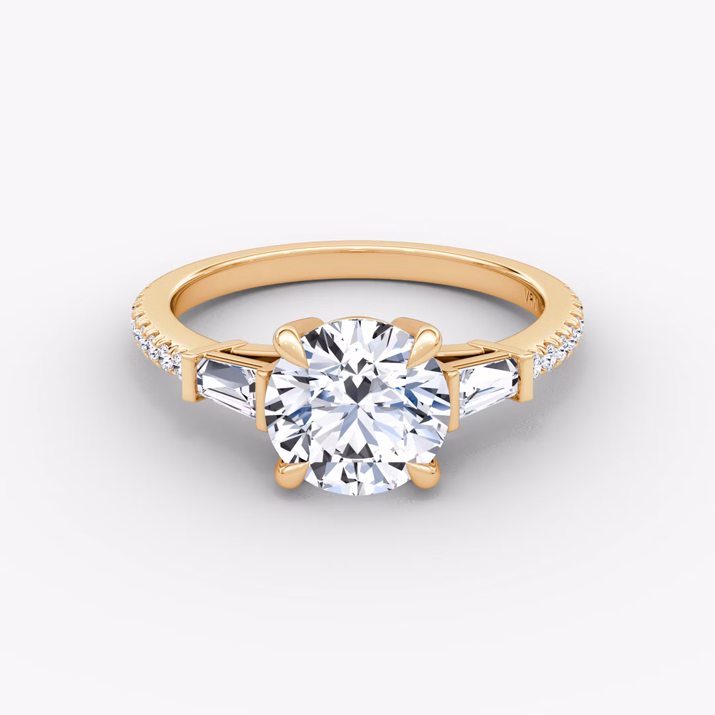 The Tapered Baguette Three Stone Round Brilliant | Rose Gold