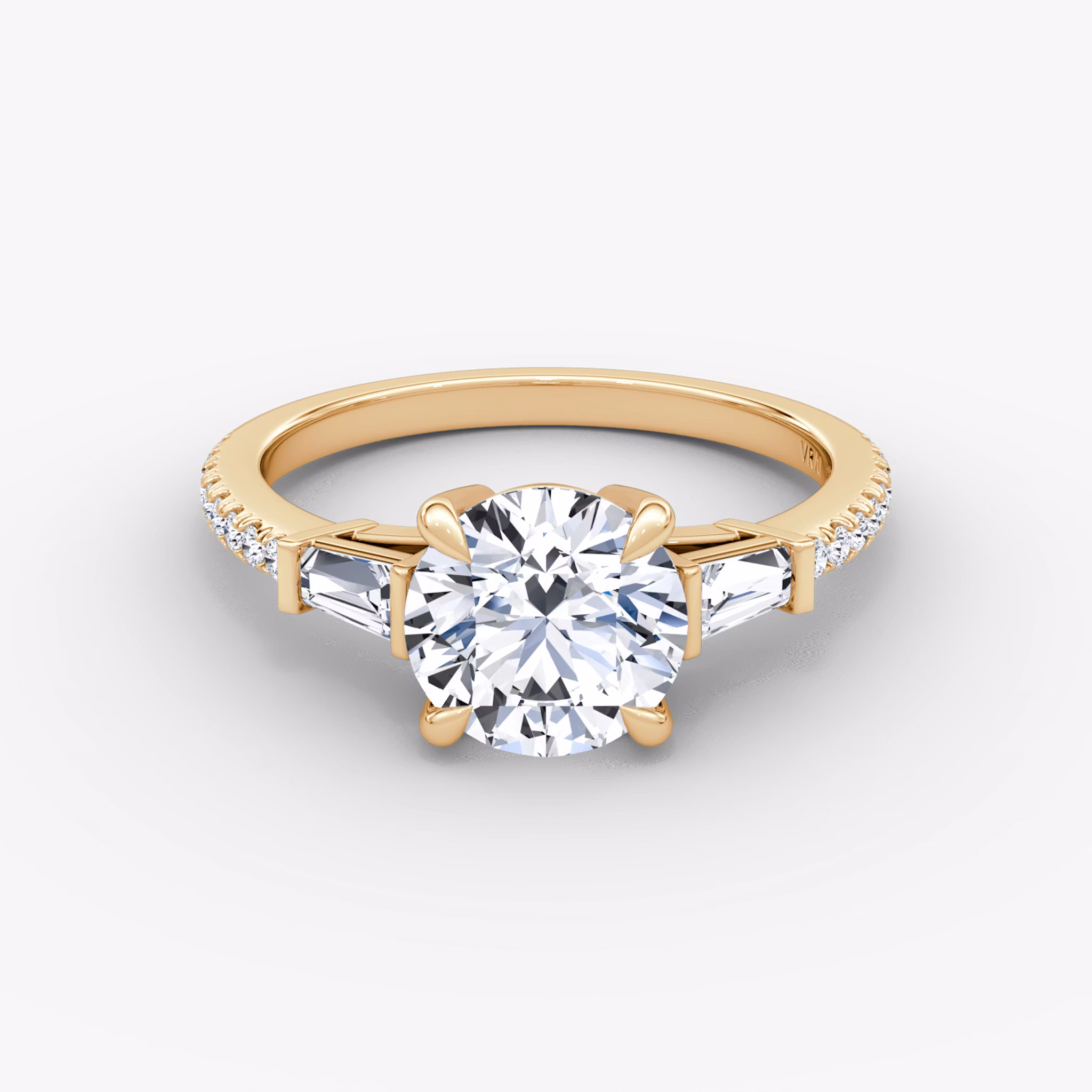 The Tapered Baguette Three Stone Round Brilliant | Rose Gold