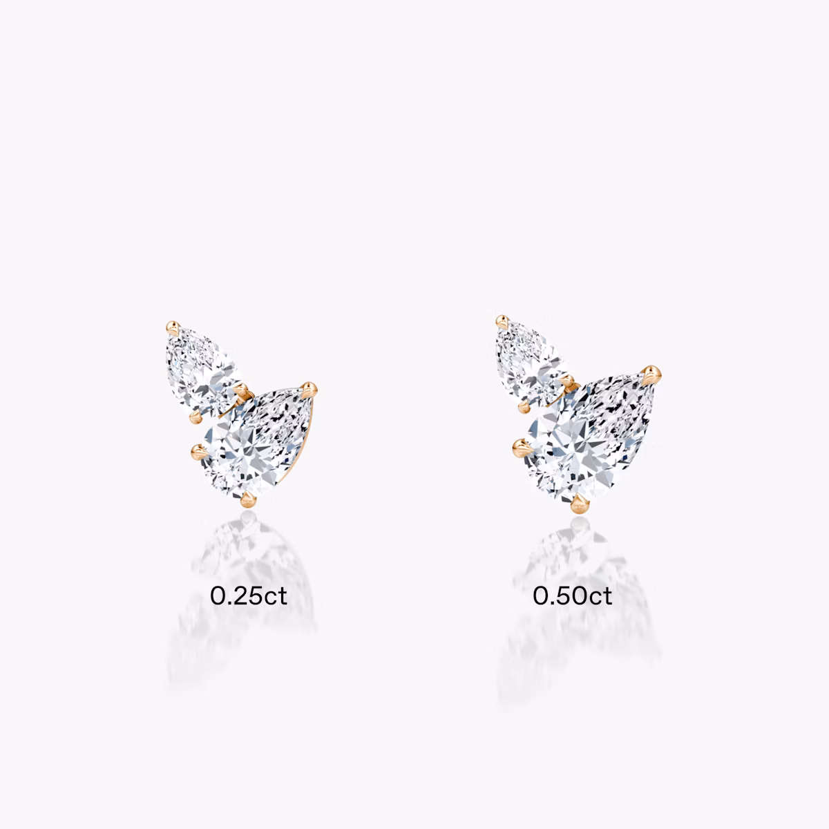 Toi et Moi Echo Stud | Pear | 14k | Rose Gold | caratWeight: 0.65ct | excludeFromFeed: null | side: left