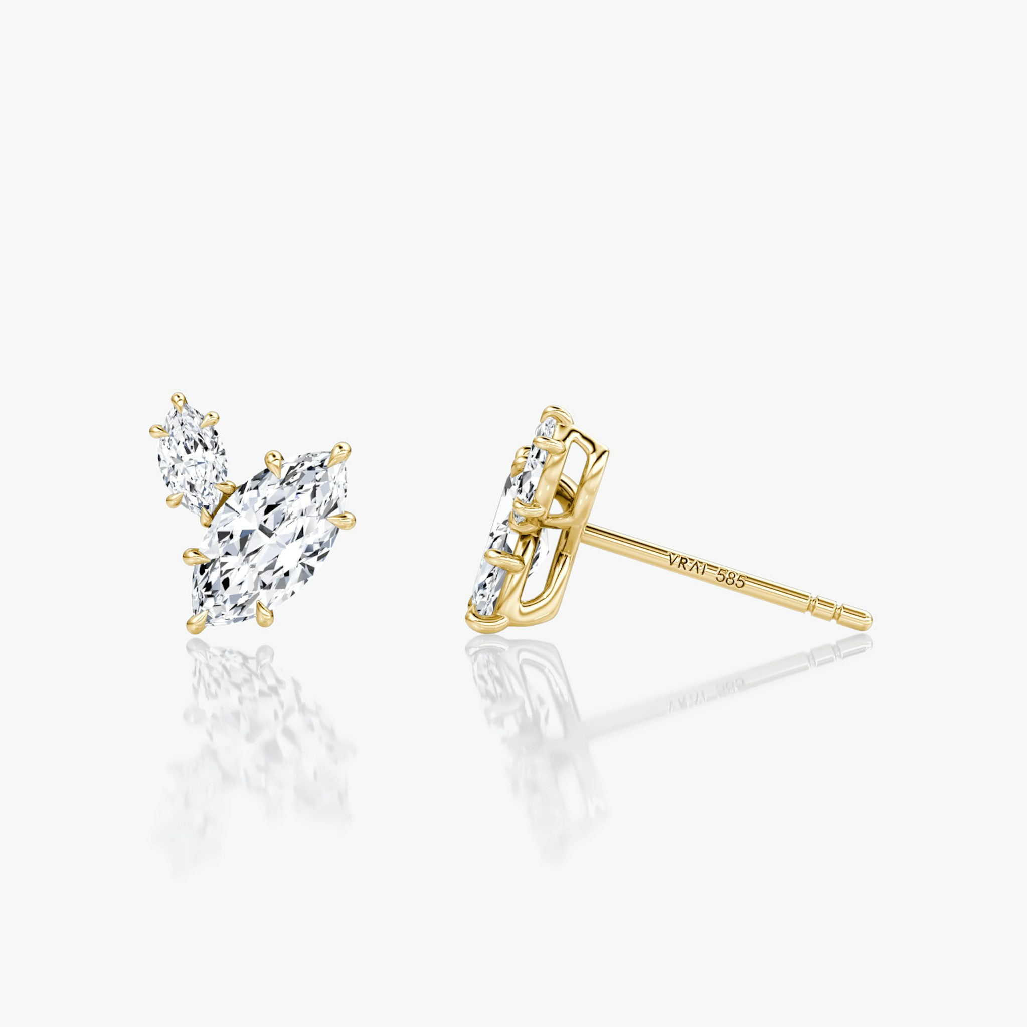 Toi et Moi Echo Stud | Marquise | 14k | Yellow Gold | caratWeight: 0.61ct | side: left