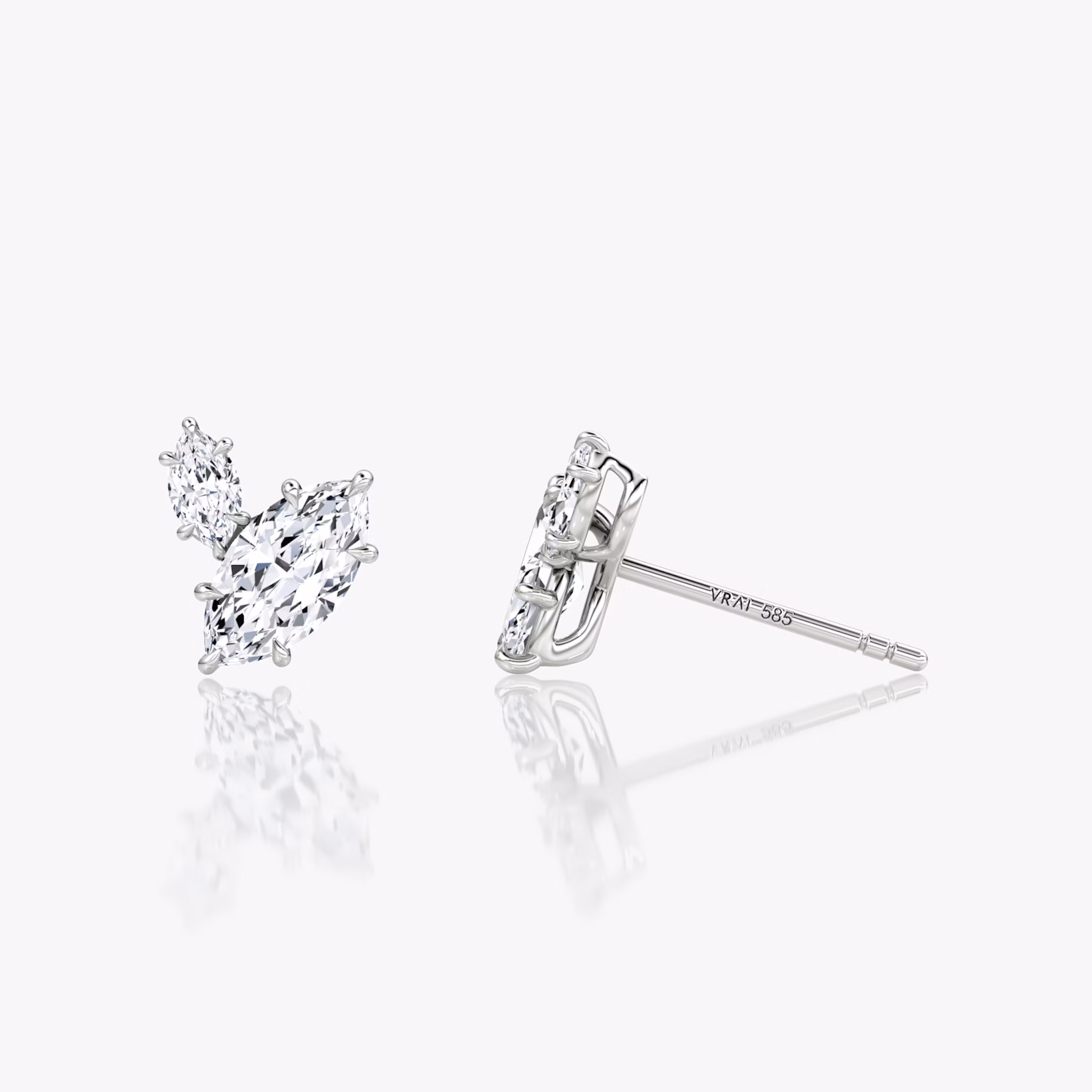Toi et Moi Echo Stud | Marquise | Sterling Silver | caratWeight: 0.61ct | side: left