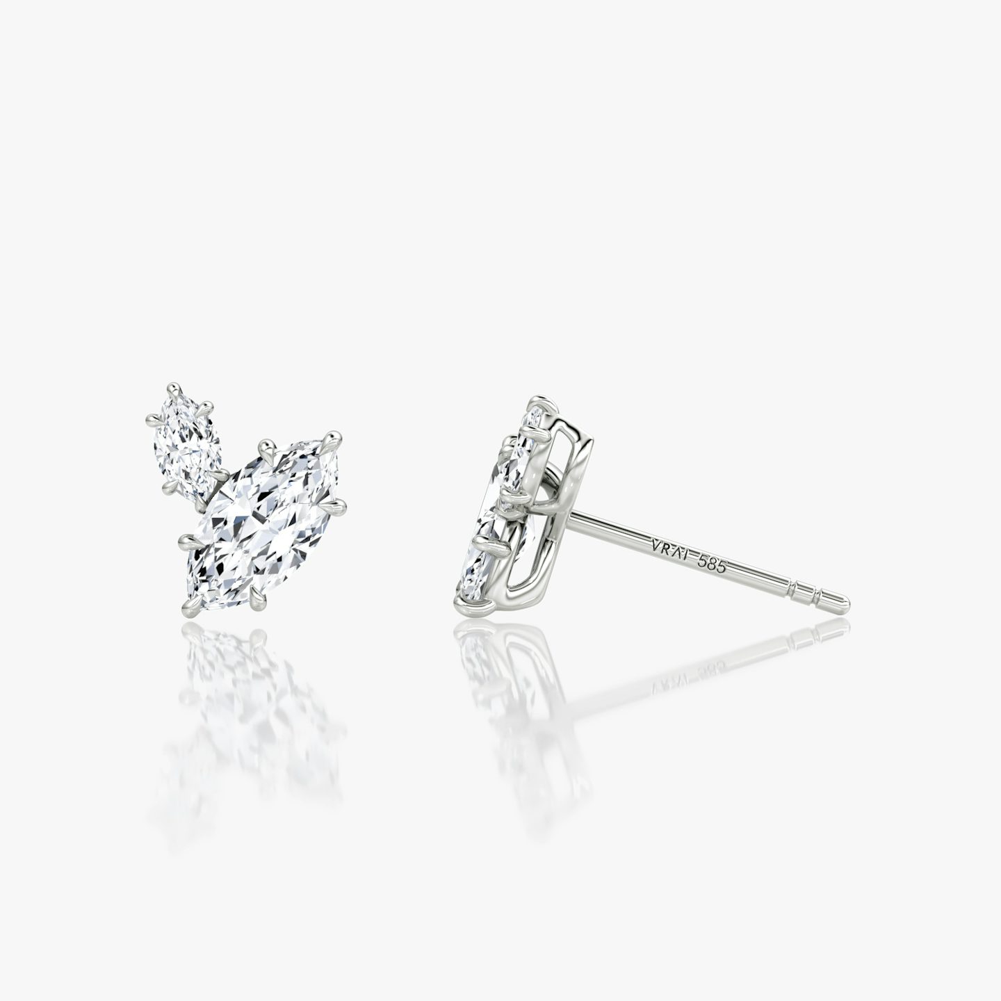 Clou d'oreille Toi et Moi Echo | Marquise | 14k | Or blanc | caratWeight: 0.61ct | excludeFromFeed: null | side: left