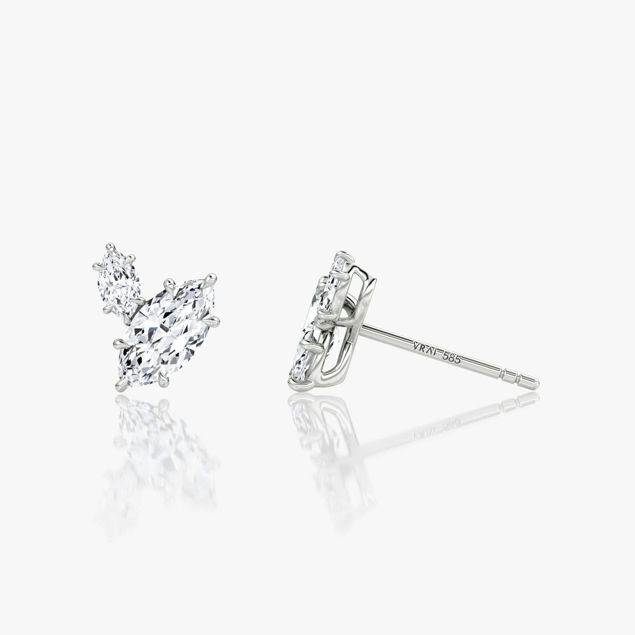 Toi et Moi Echo Stud | Marquise | Sterling Silver | caratWeight: 0.61ct | side: left