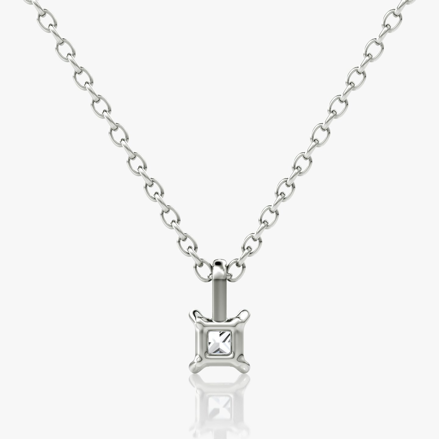 Petite Solitaire Pendant | Princess | Sterling Silver | chainLength: 16-18