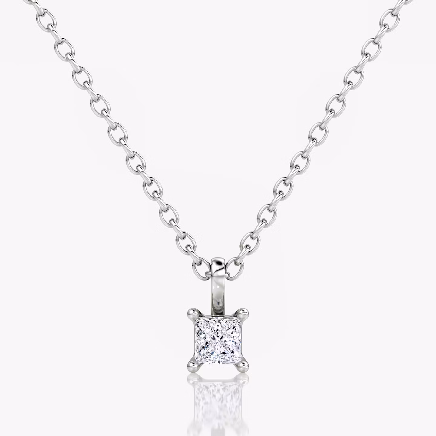 Petite Solitaire Pendant Princess | Sterling Silver