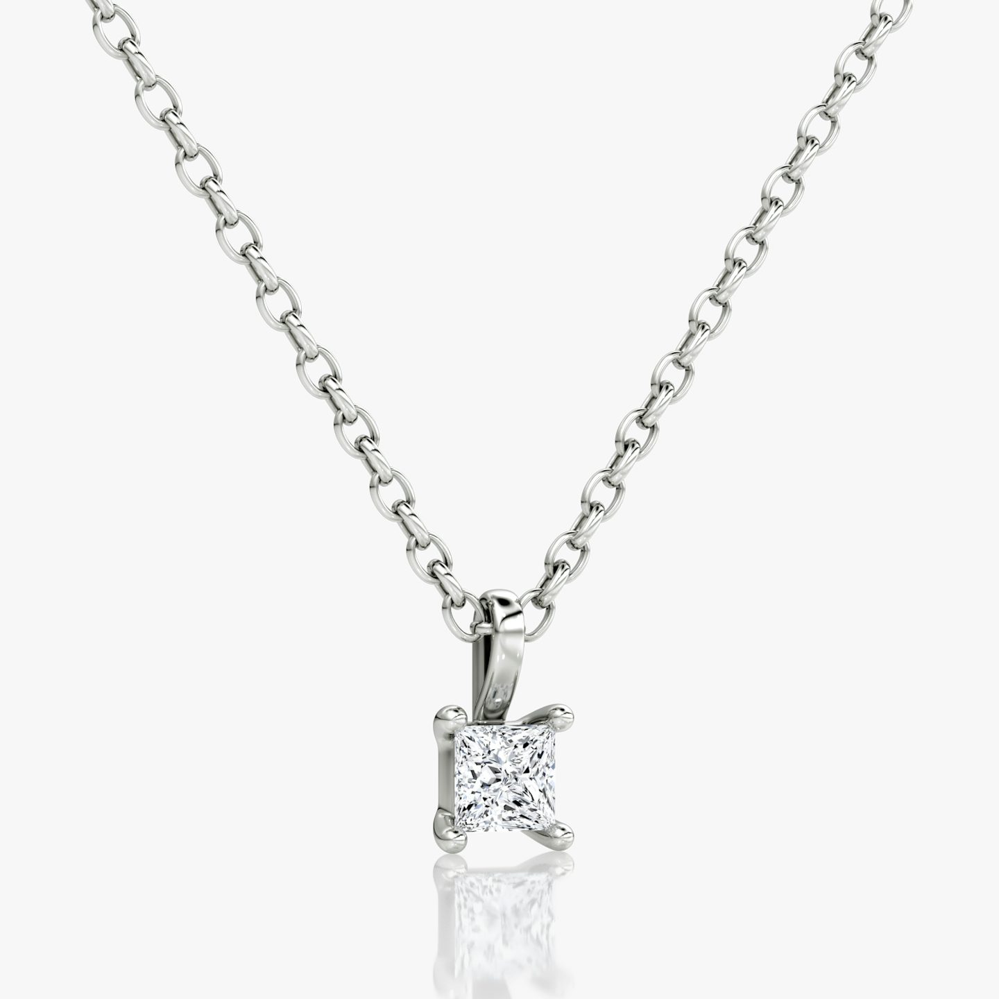 Petite Solitaire Pendant | Princess | Sterling Silver | chainLength: 16-18