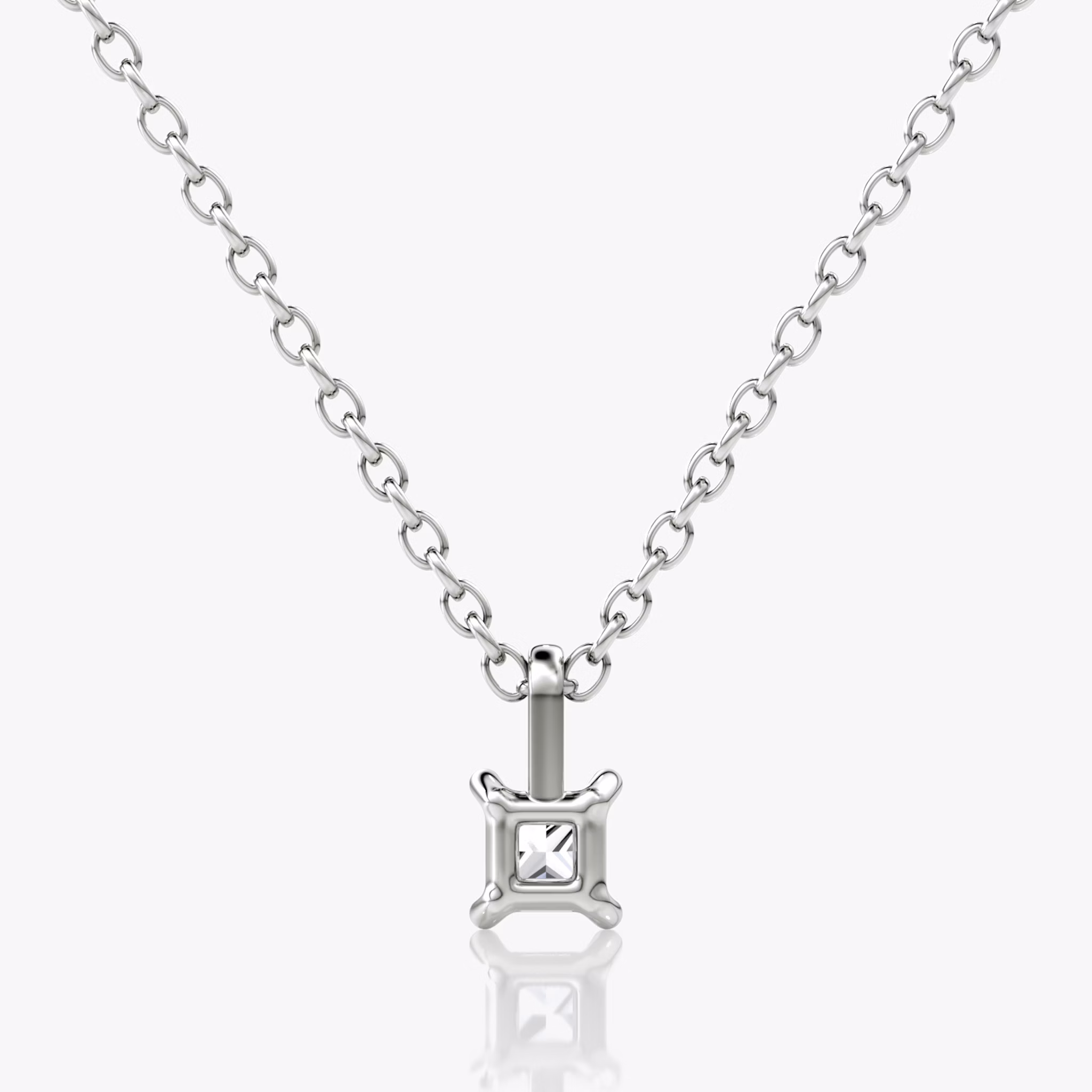 Petite Solitaire Pendant | Princess | 14k | White Gold | chainLength: 16-18