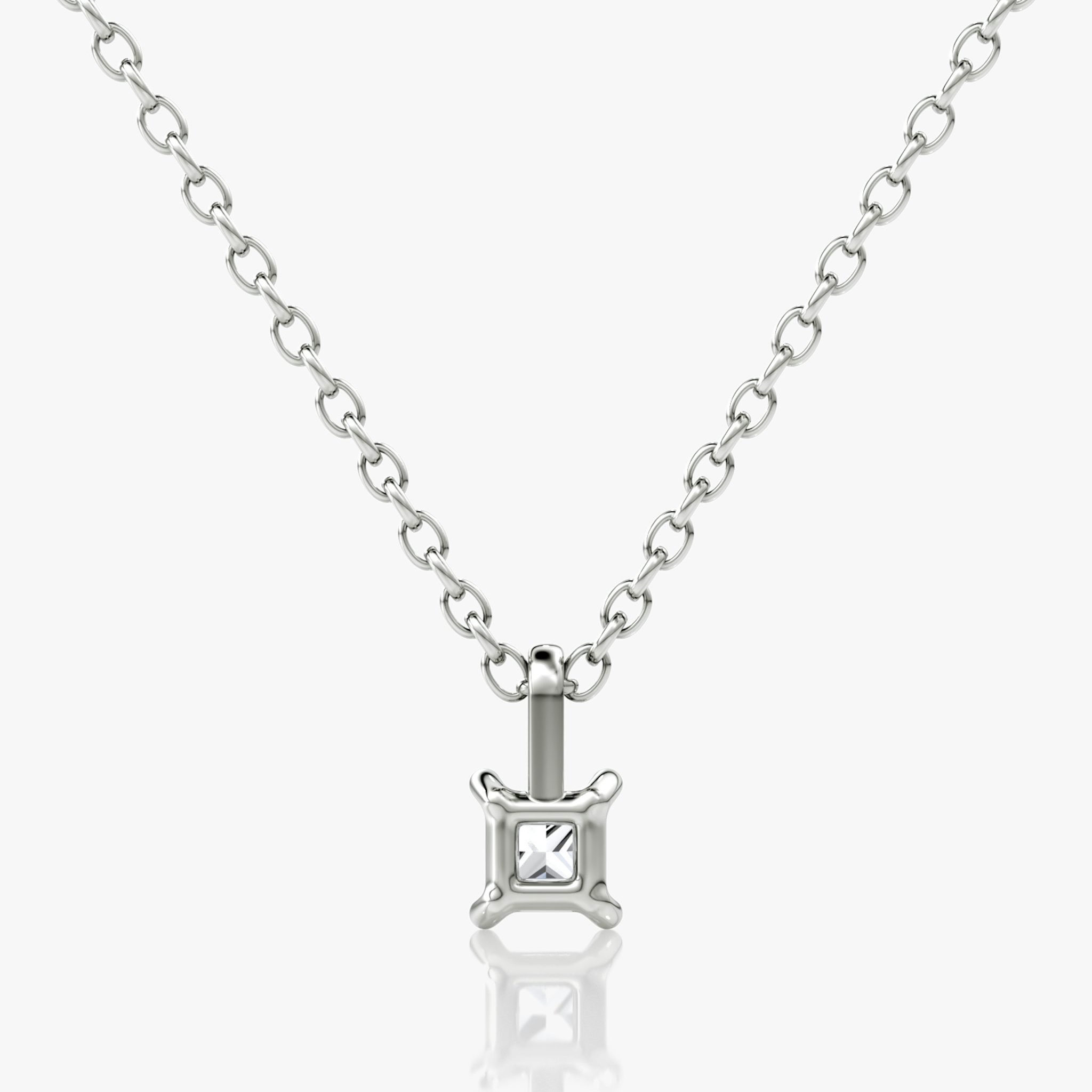 Petite Solitaire Pendant | Princess | 14k | White Gold | chainLength: 16-18