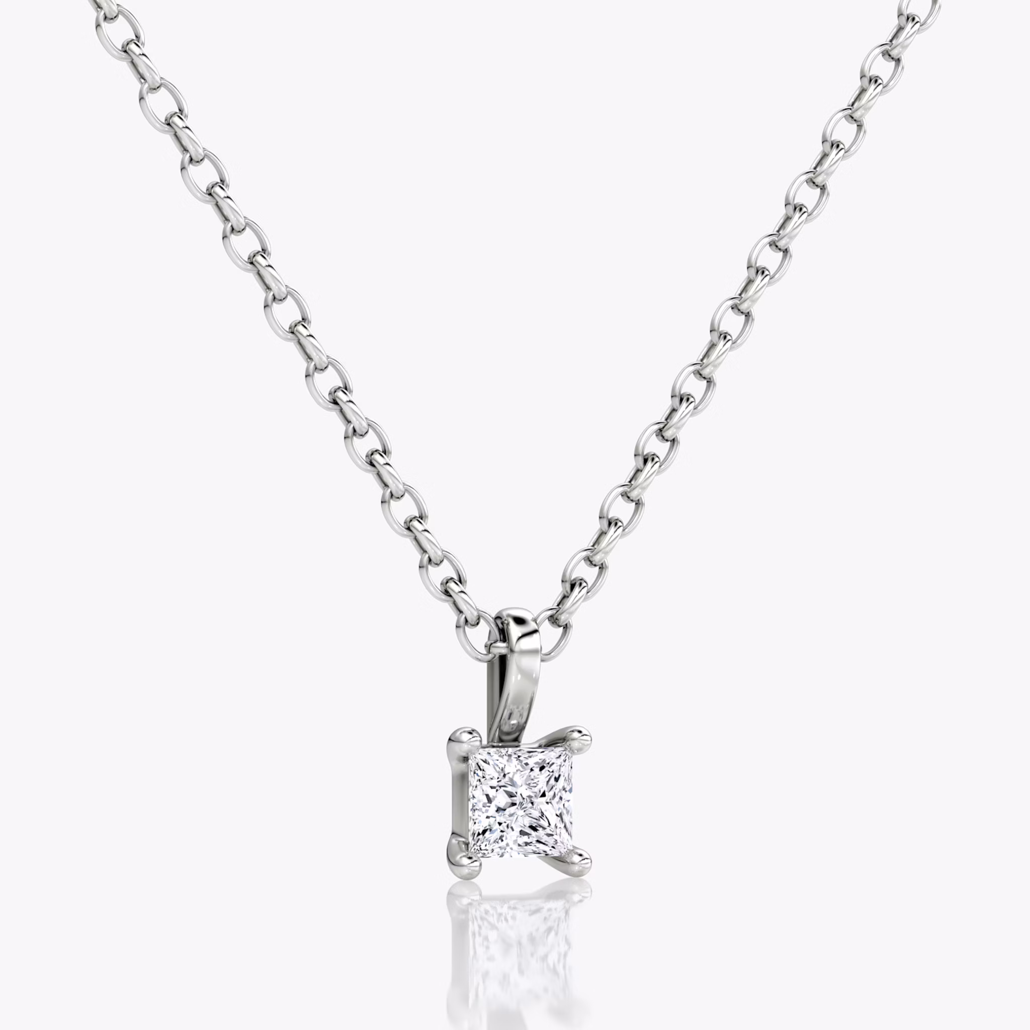 Petite Solitaire Pendant | Princess | 14k | White Gold | chainLength: 16-18