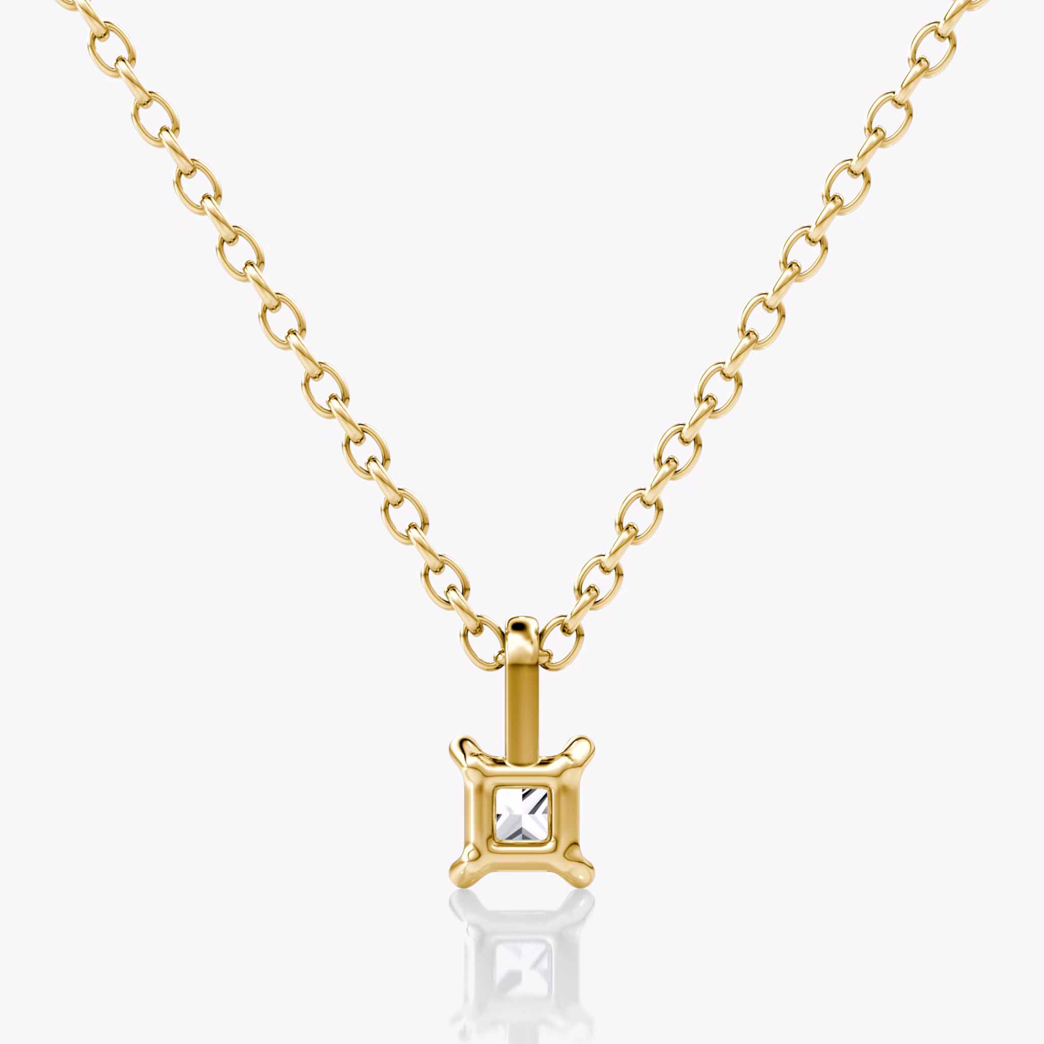 Petite Solitaire Pendant | Princess | 14k | Yellow Gold | chainLength: 16-18