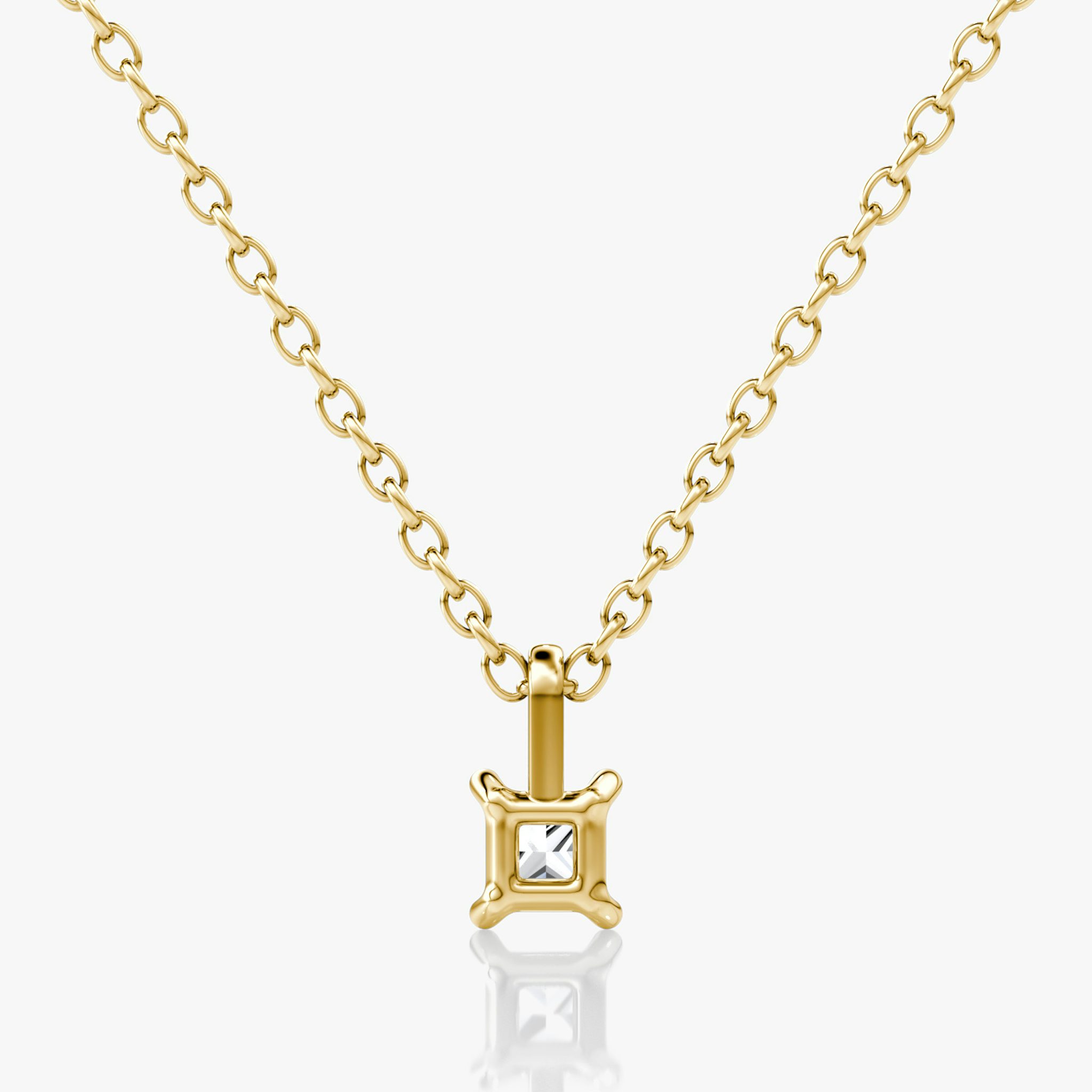 Petite Solitaire Pendant | Princess | 14k | Yellow Gold | chainLength: 16-18