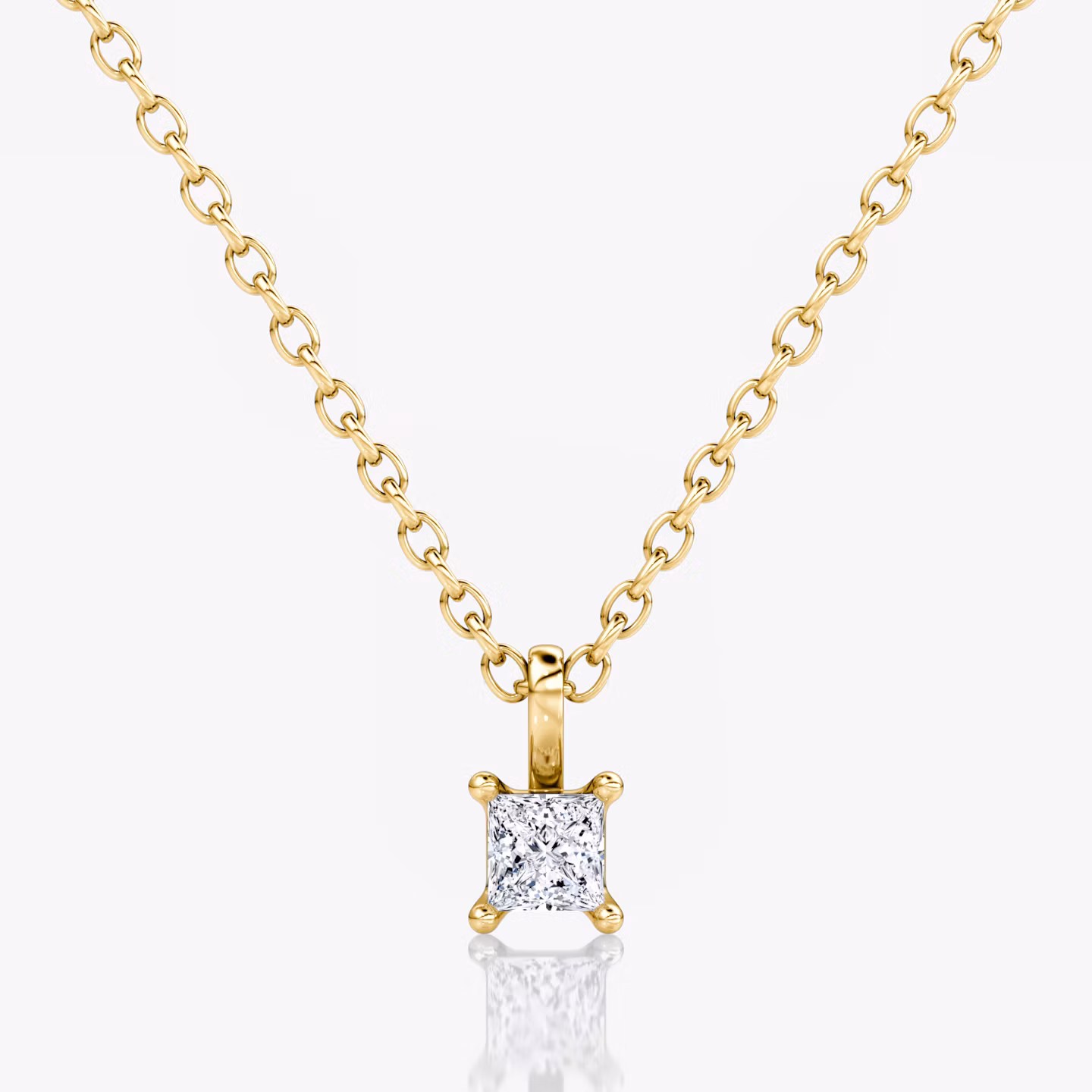 Petite Solitaire Pendant Princess | Yellow Gold