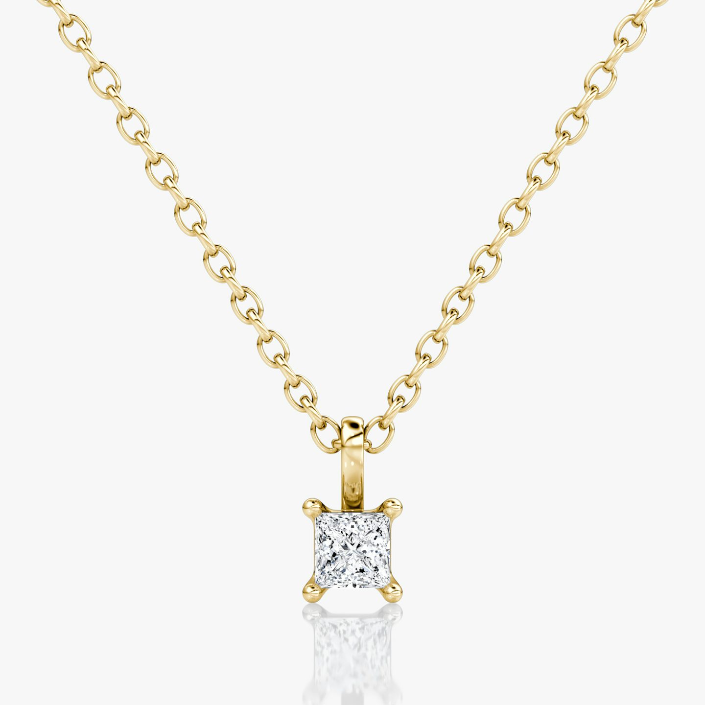 Petite Solitaire Pendant | Princess | 14k | Yellow Gold | chainLength: 16-18