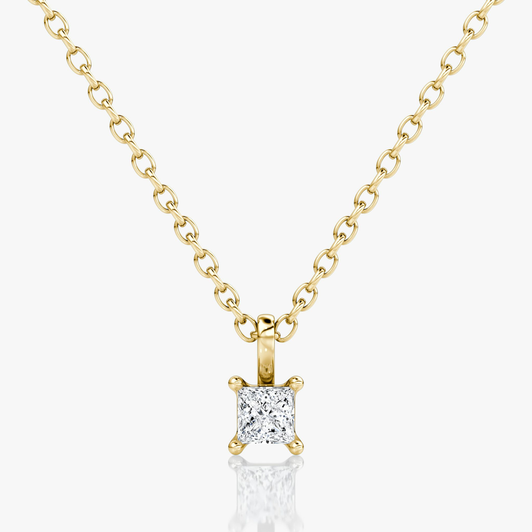 Petite Solitaire Pendant | Princess | 14k | Yellow Gold | chainLength: 16-18