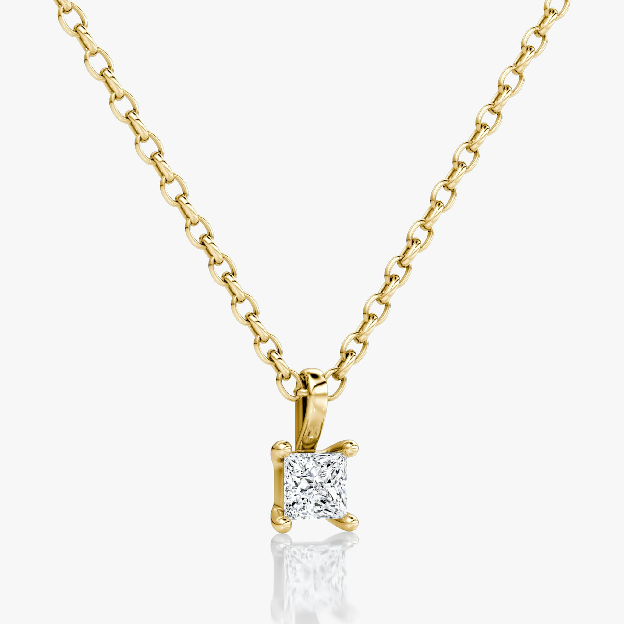 Petite Solitaire Pendant | Princess | 14k | Yellow Gold | chainLength: 16-18