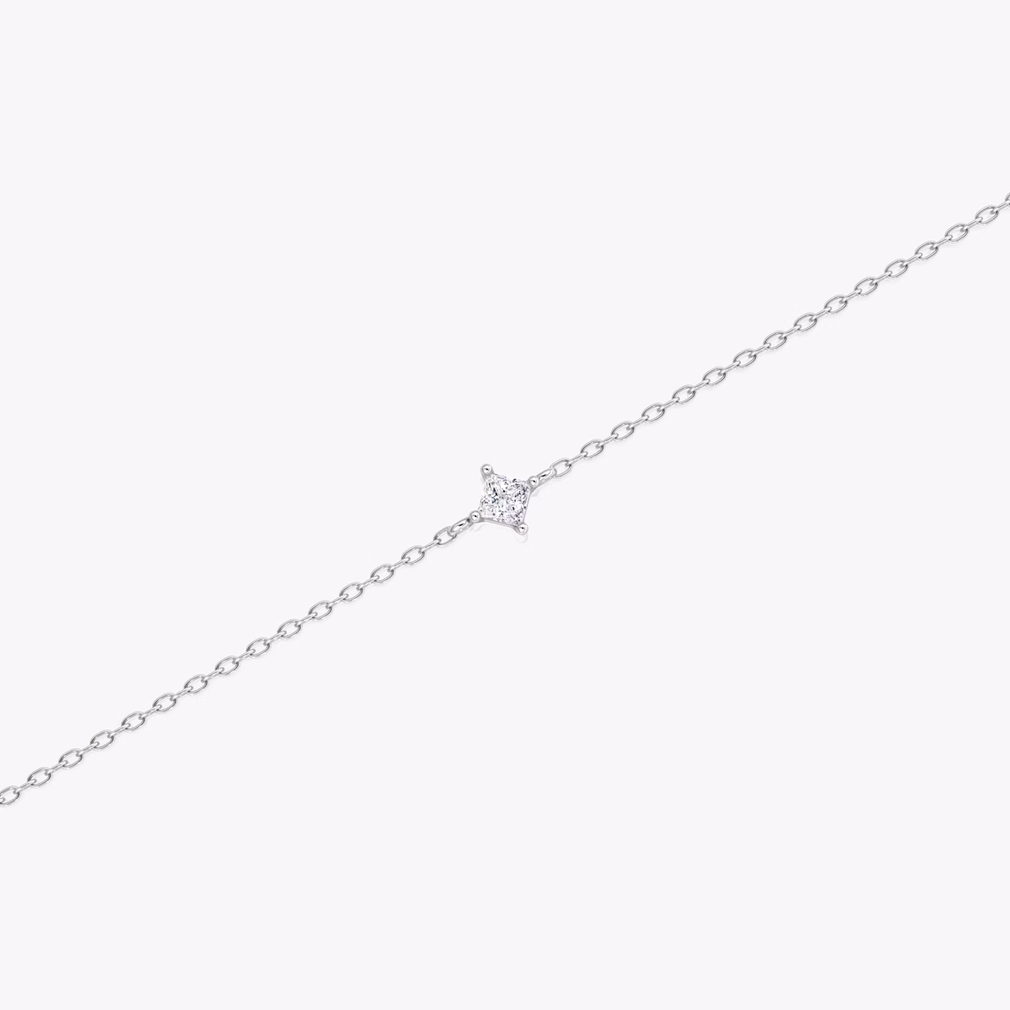 Petite Solitaire Bracelet | Princess | 14k | White Gold