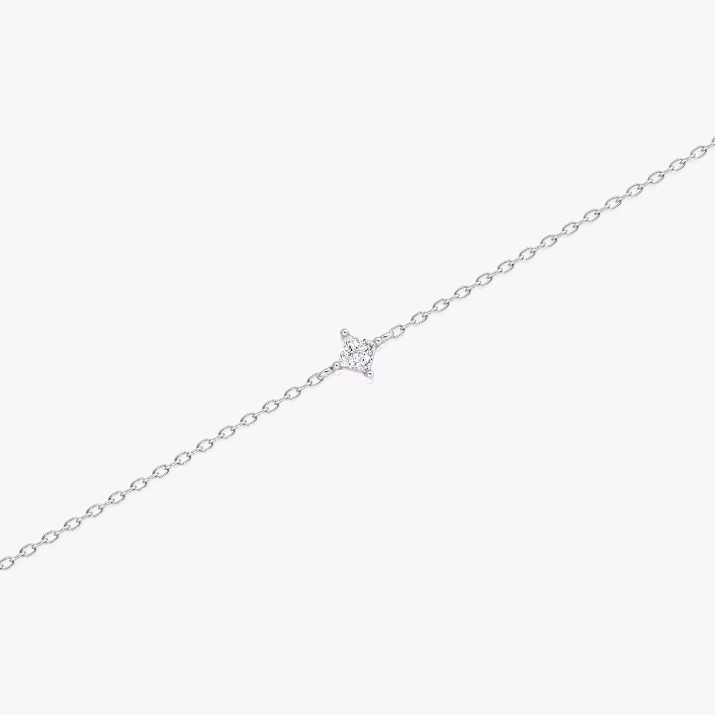 Petite Solitaire Bracelet | Princess | 14k | White Gold