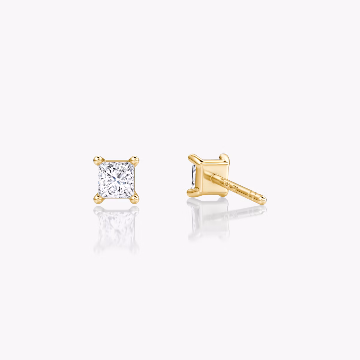 Petite Solitaire Ohrstecker | Princess | 14k | Gelbgold