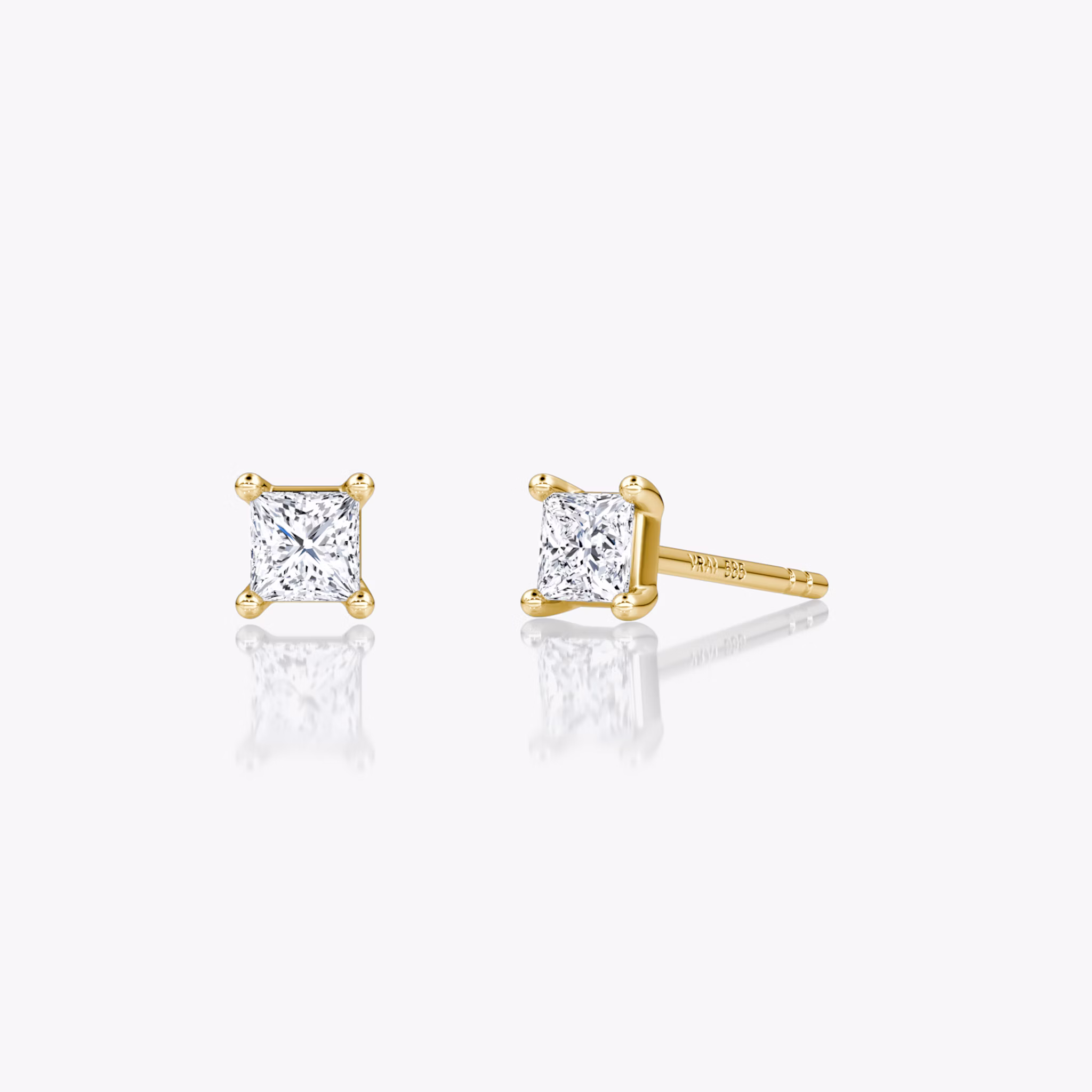 Petite Solitaire Stud | Princess | 14k | Yellow Gold