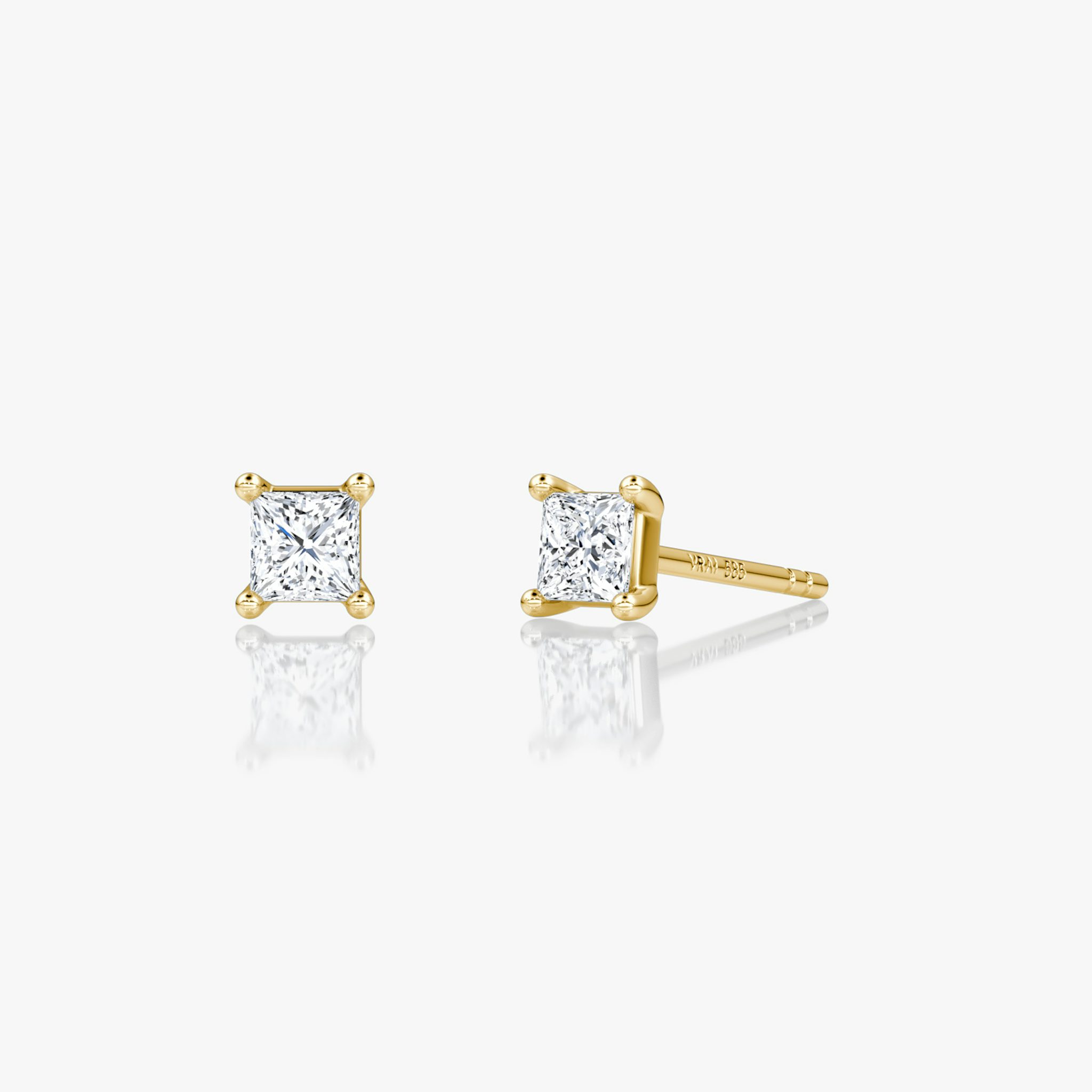 Petite Solitaire Stud | Princess | 14k | Yellow Gold