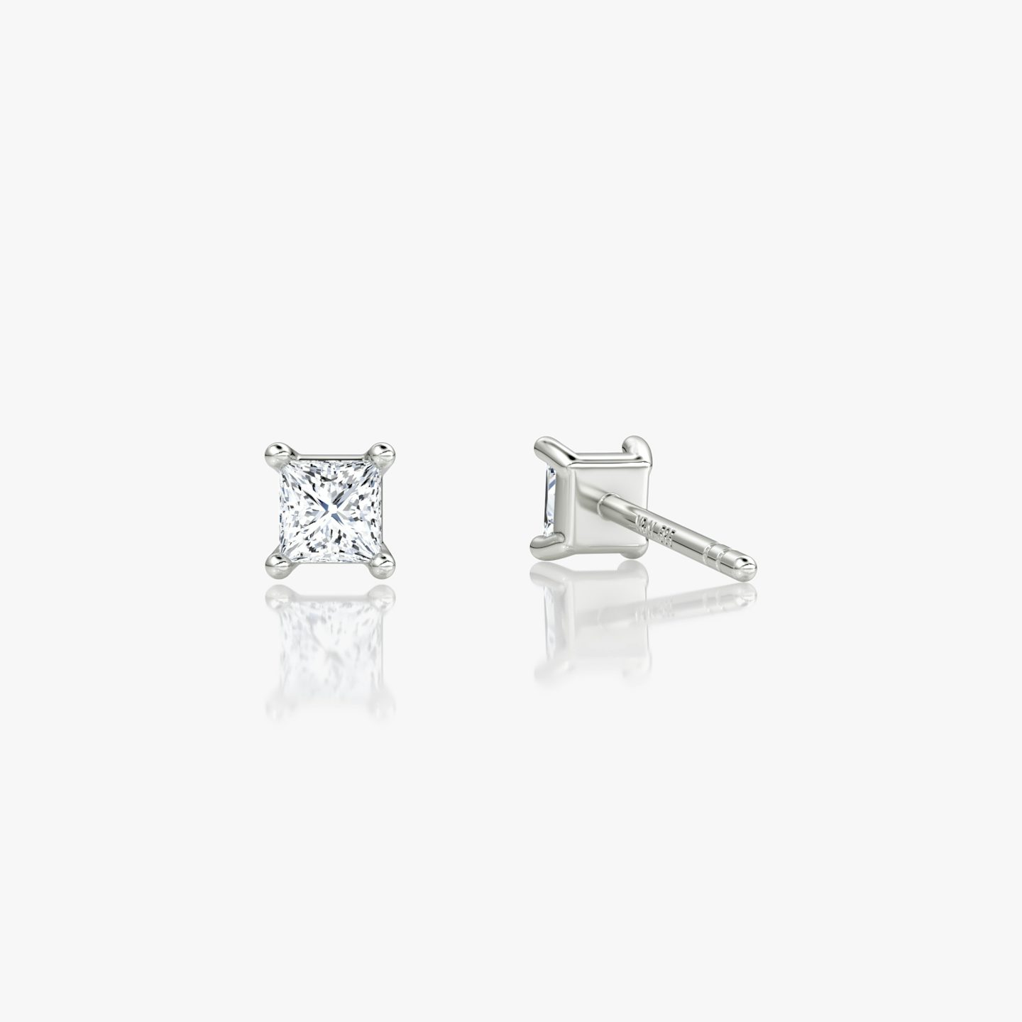 Petite Solitaire Stud | Princess | 14k | White Gold
