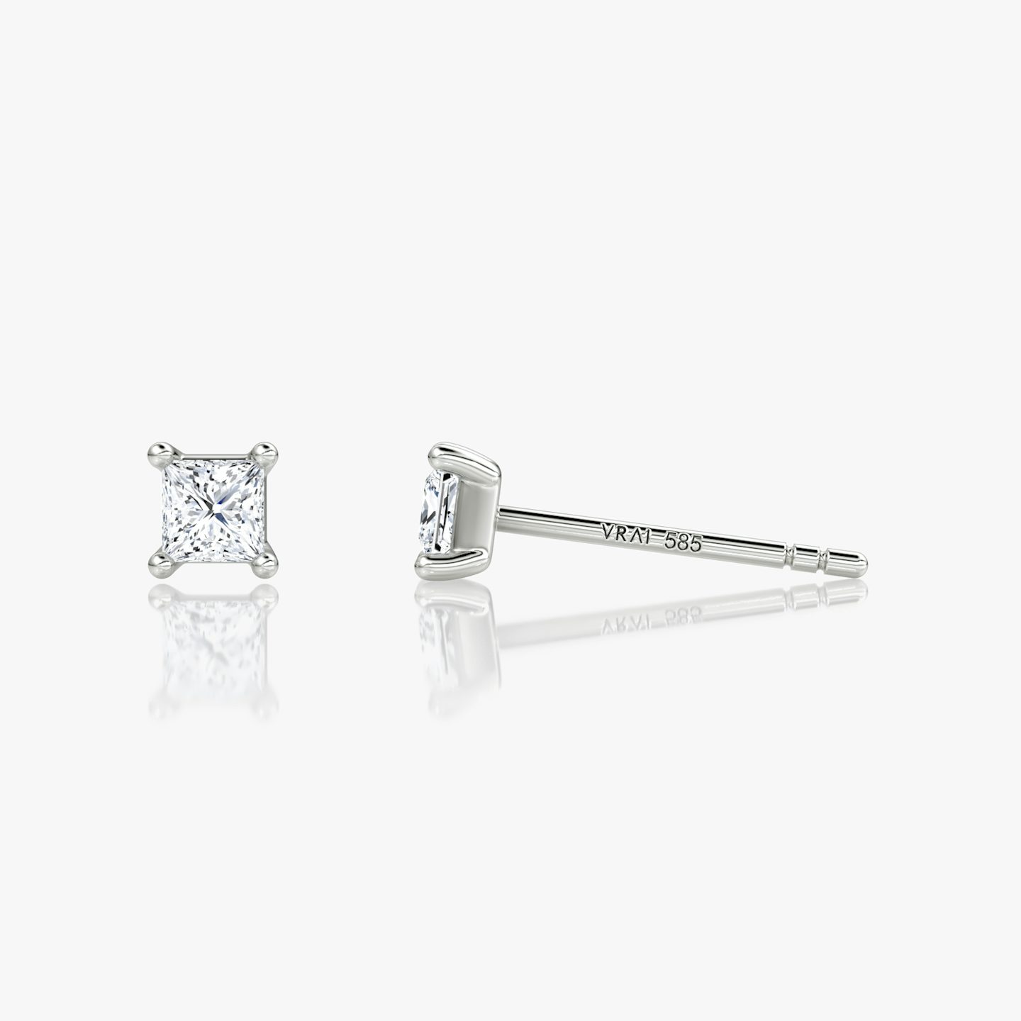 Petite Solitaire Stud | Princess | 14k | White Gold
