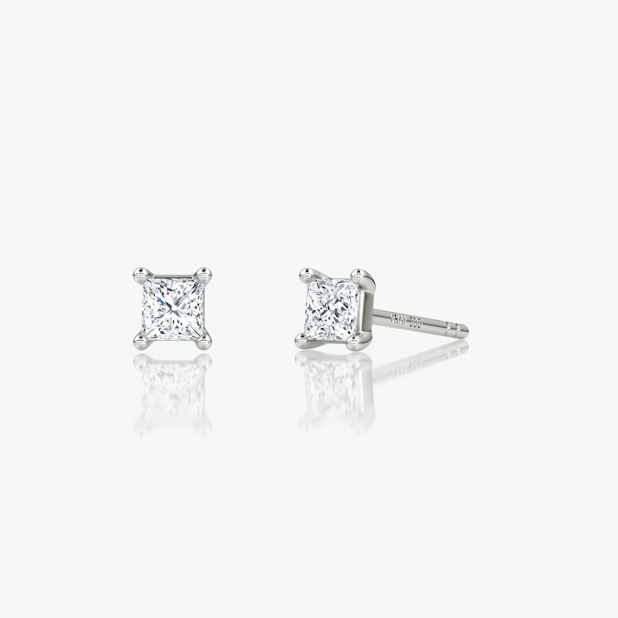 Petite Solitaire Stud | Princess | 14k | White Gold