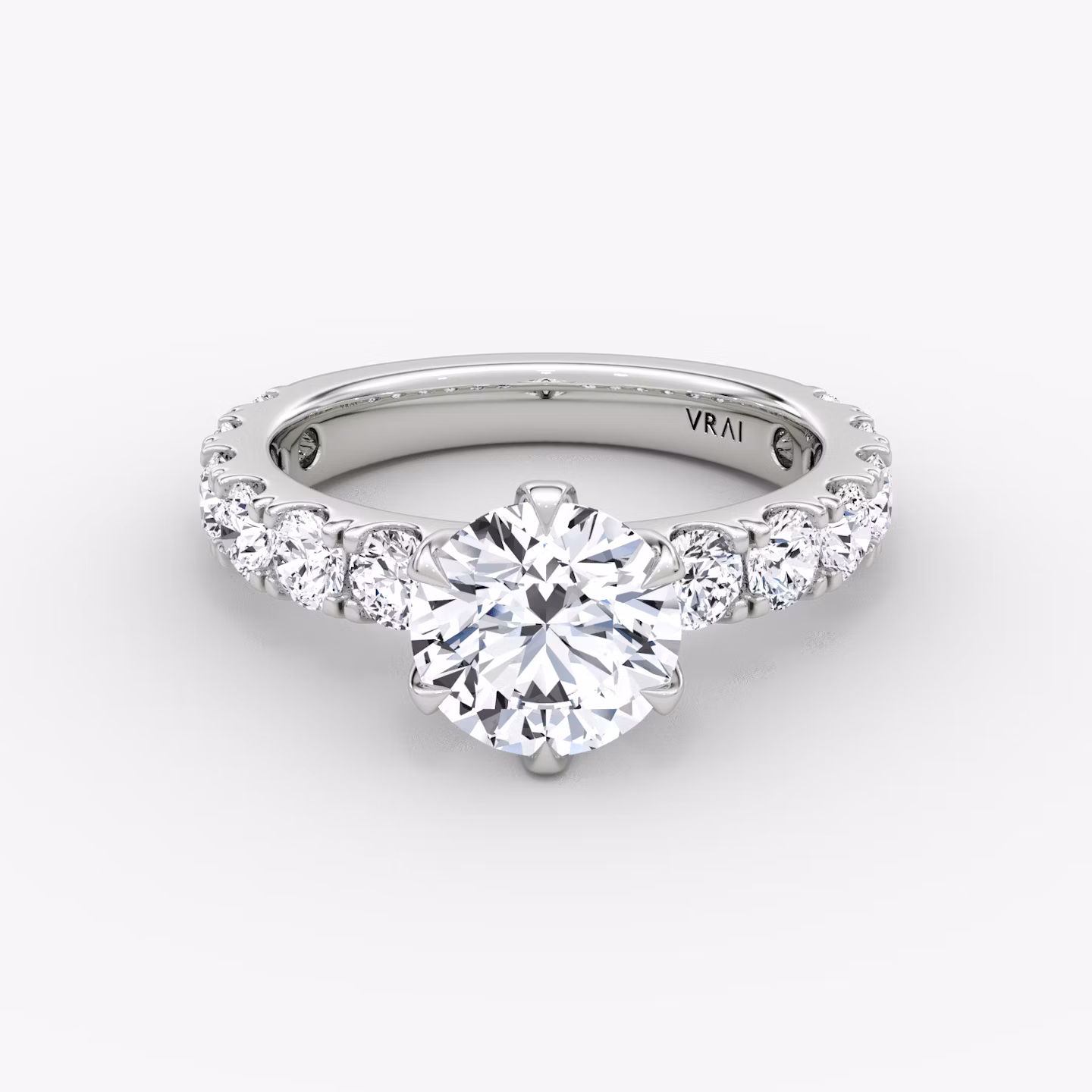 The Amour Eternity | Round Brilliant | 18k | White Gold | bandAccent: Plain | caratWeight: 1.0ct | diamondOrientation: vertical
