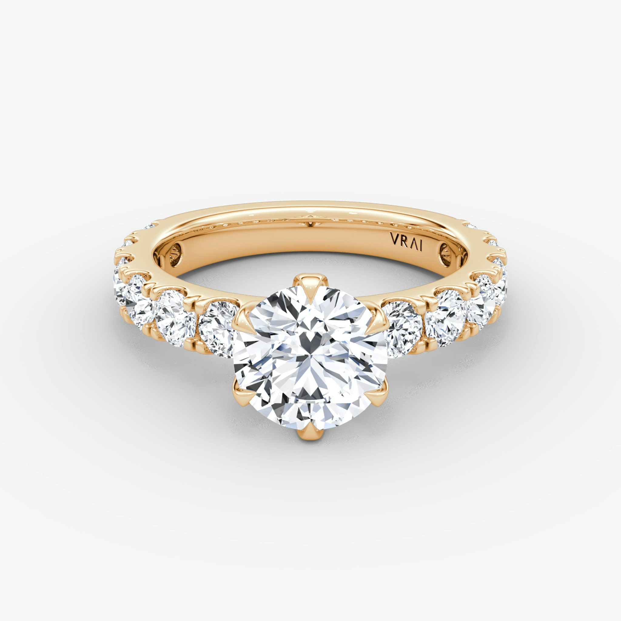 The Amour Eternity | Round Brilliant | 14k | Rose Gold | bandAccent: Plain | caratWeight: 2.0ct | diamondOrientation: vertical