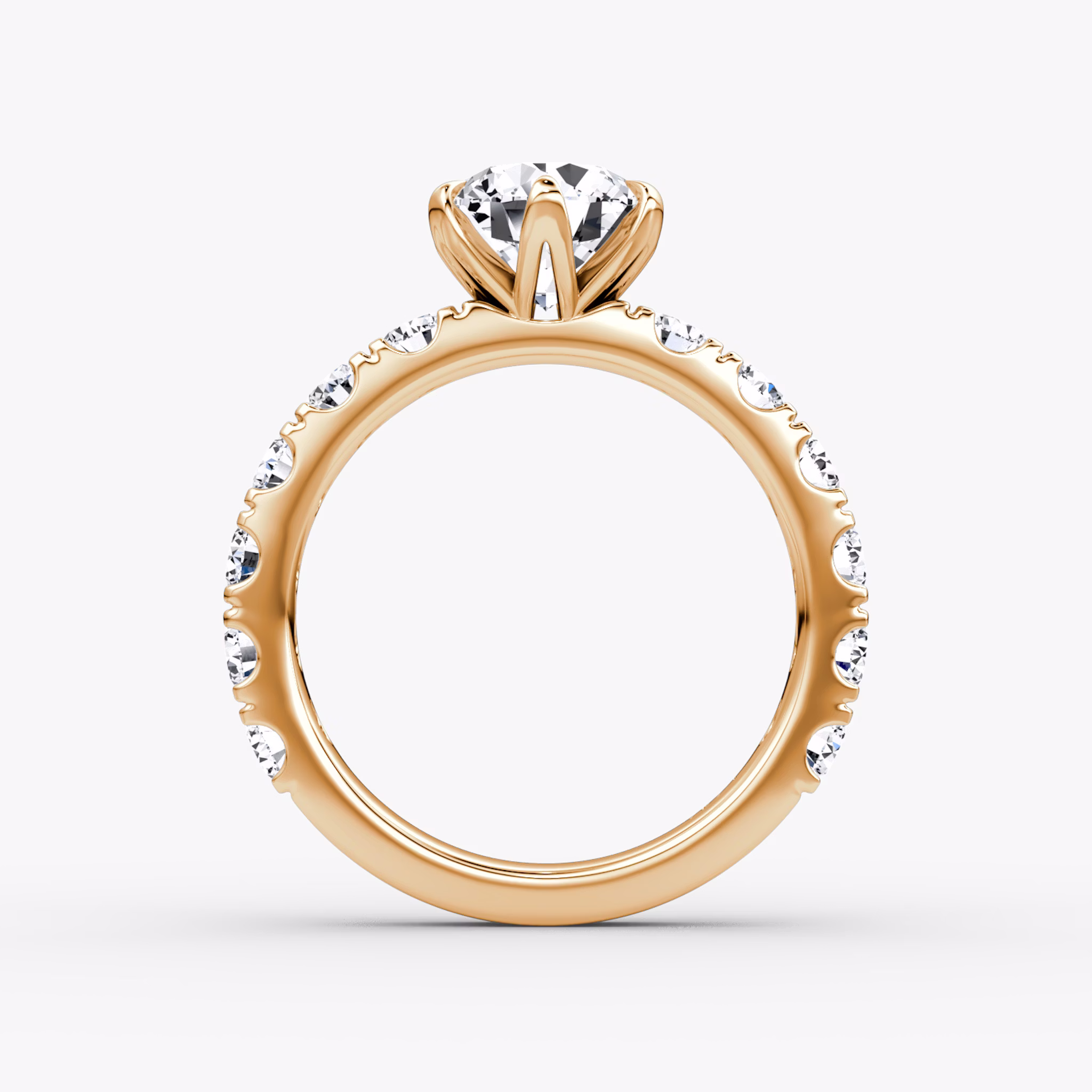 The Amour Eternity | Round Brilliant | 14k | Rose Gold | bandAccent: Plain | caratWeight: 1.5ct | diamondOrientation: vertical