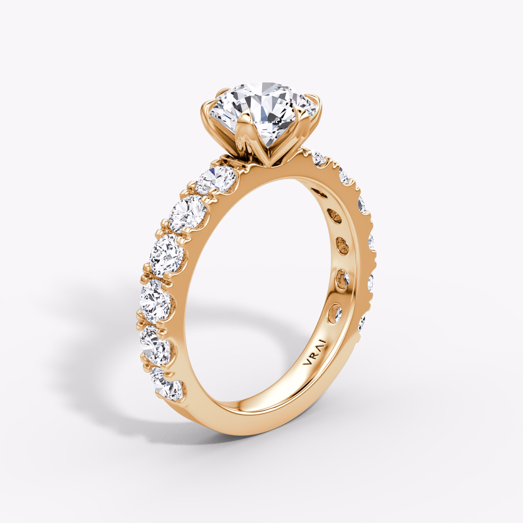 The Amour Eternity | Round Brilliant | 14k | Rose Gold | bandAccent: Plain | caratWeight: 1.0ct | diamondOrientation: vertical