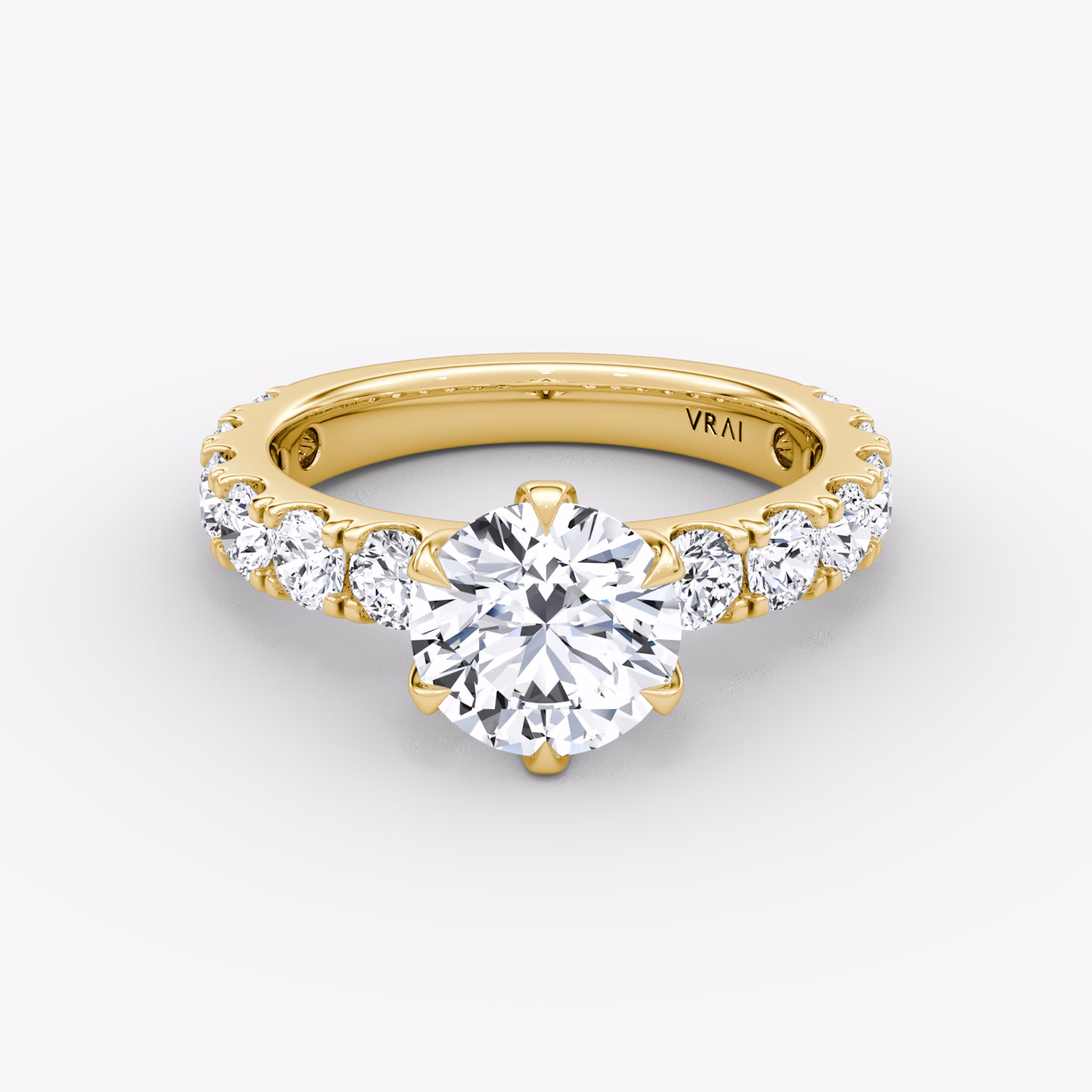 The Amour Eternity | Round Brilliant | 18k | Yellow Gold | bandAccent: Plain | caratWeight: 1.0ct | diamondOrientation: vertical