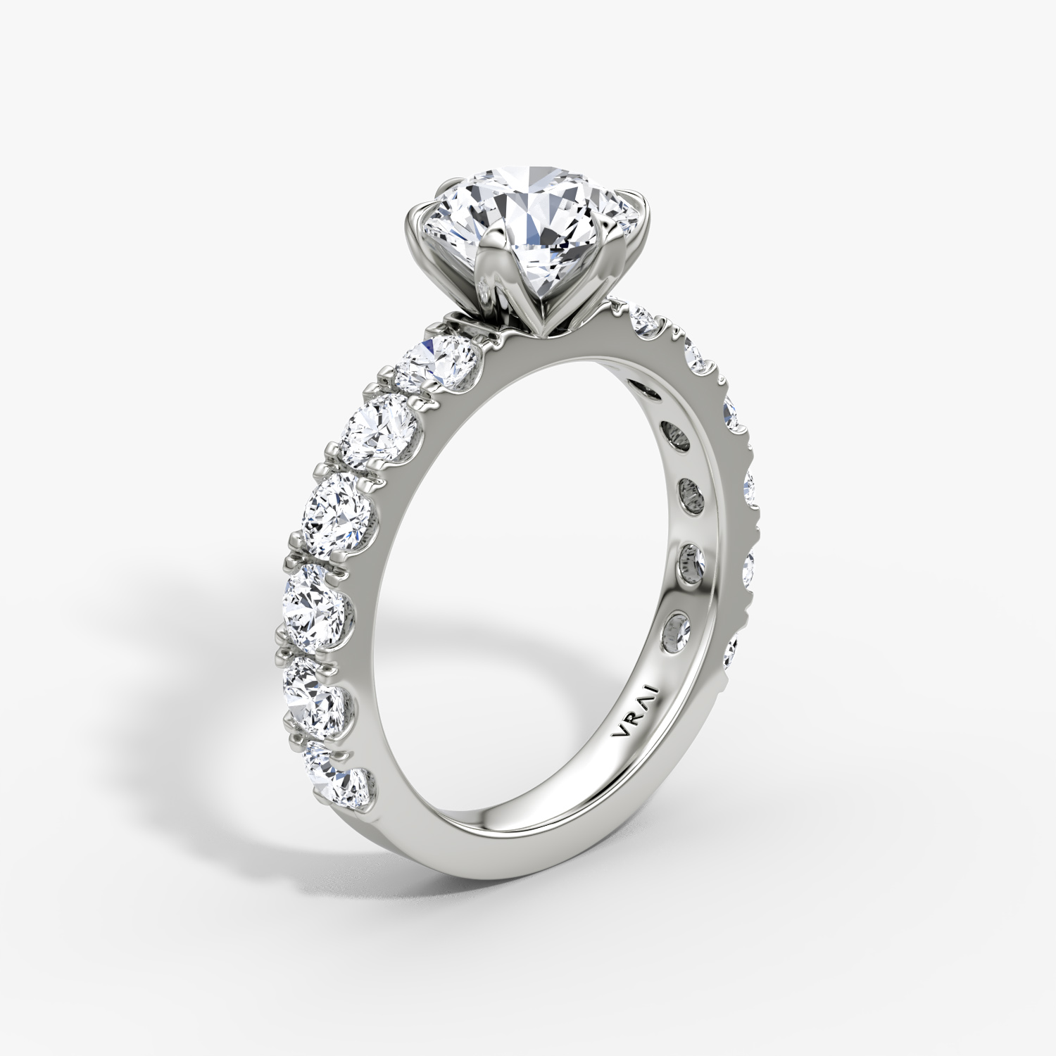 The Amour Eternity | Round Brilliant | 18k | White Gold | bandAccent: Plain | caratWeight: 2.0ct | diamondOrientation: vertical