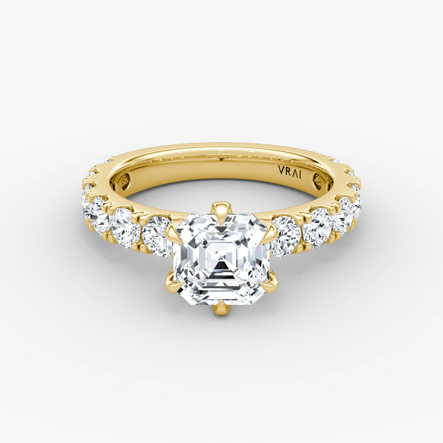 The Amour Eternity | Asscher | 18k | Yellow Gold | bandAccent: Plain | diamondOrientation: vertical | caratWeight: other