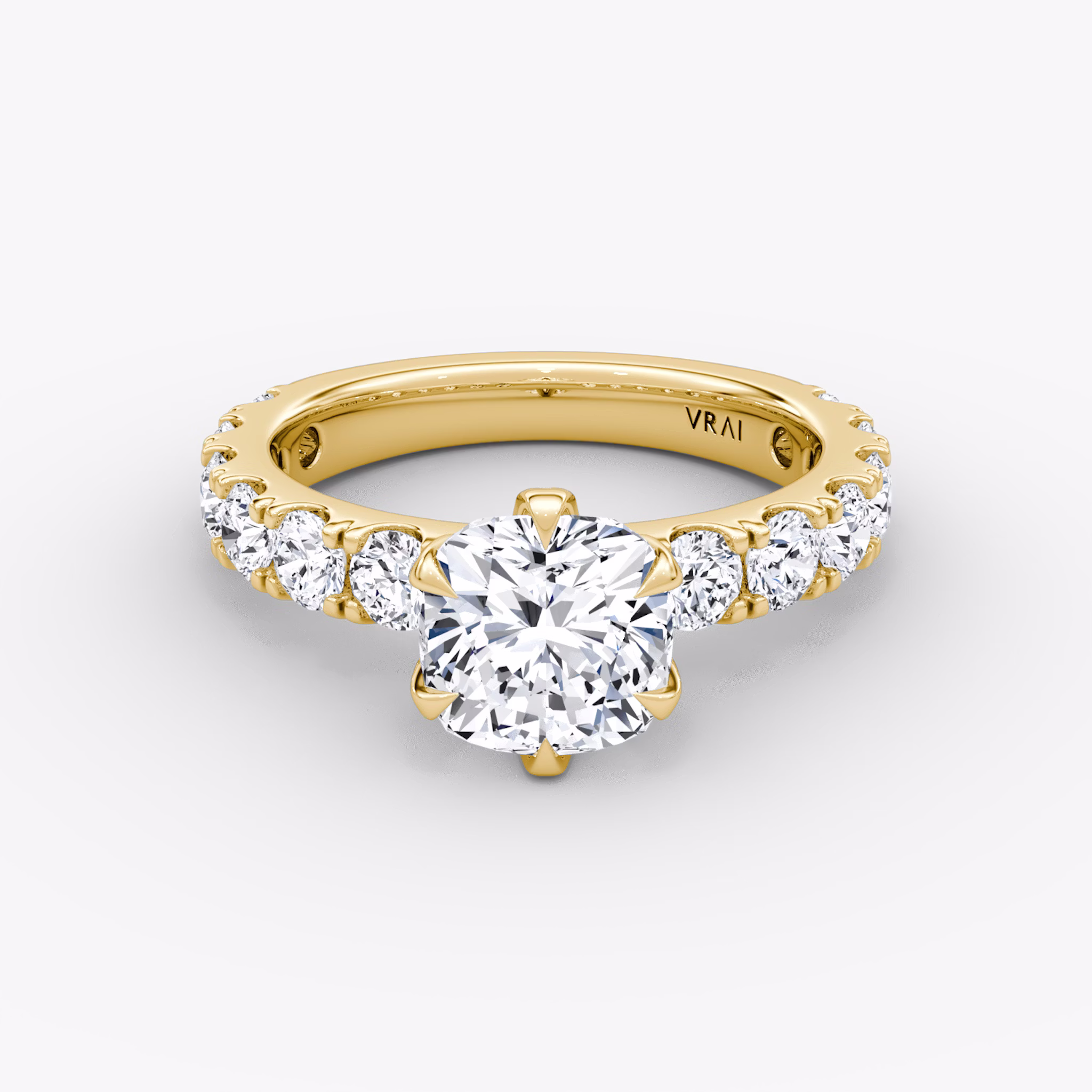 The Amour Eternity | Cushion | 18k | Yellow Gold | bandAccent: Plain | diamondOrientation: vertical | caratWeight: other
