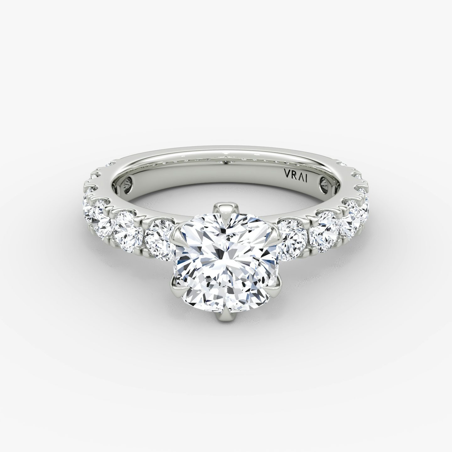 The Amour Eternity | Cushion | 18k | White Gold | bandAccent: Plain | diamondOrientation: vertical | caratWeight: other